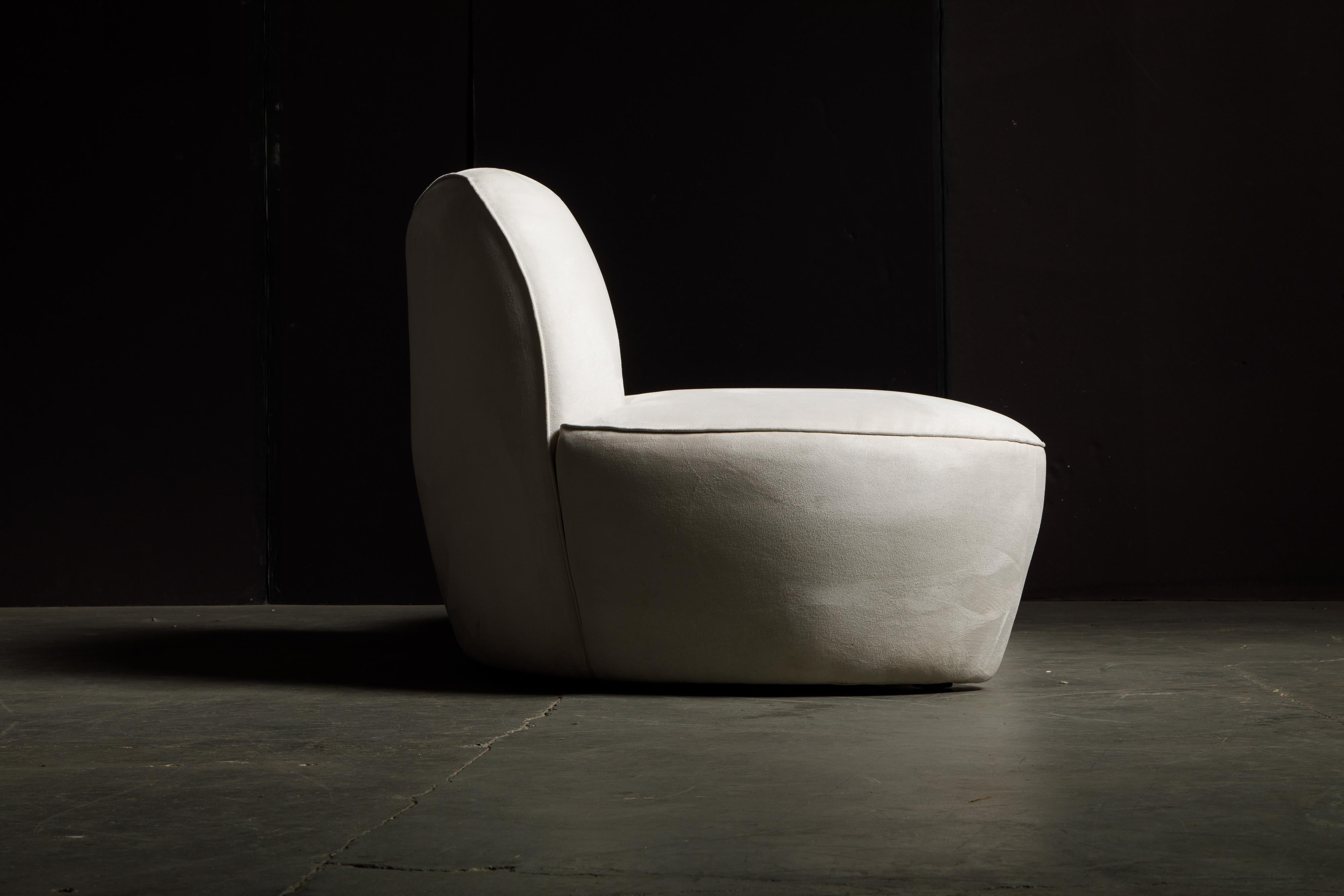 Vladimir Kagan for American Leather 'Zoe' Sofa in White Alcantara, Signed 4