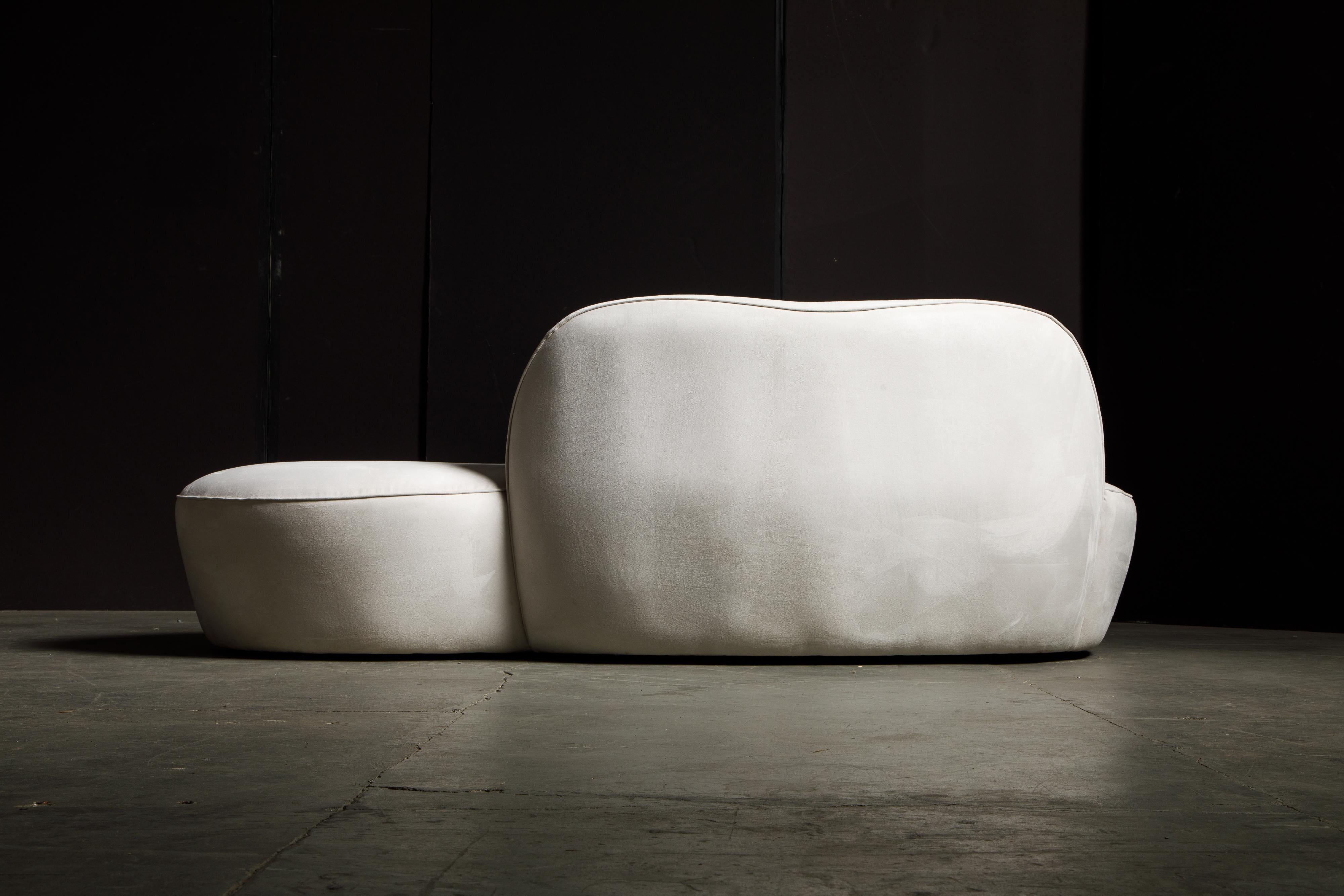 Vladimir Kagan for American Leather 'Zoe' Sofa in White Alcantara, Signed 5