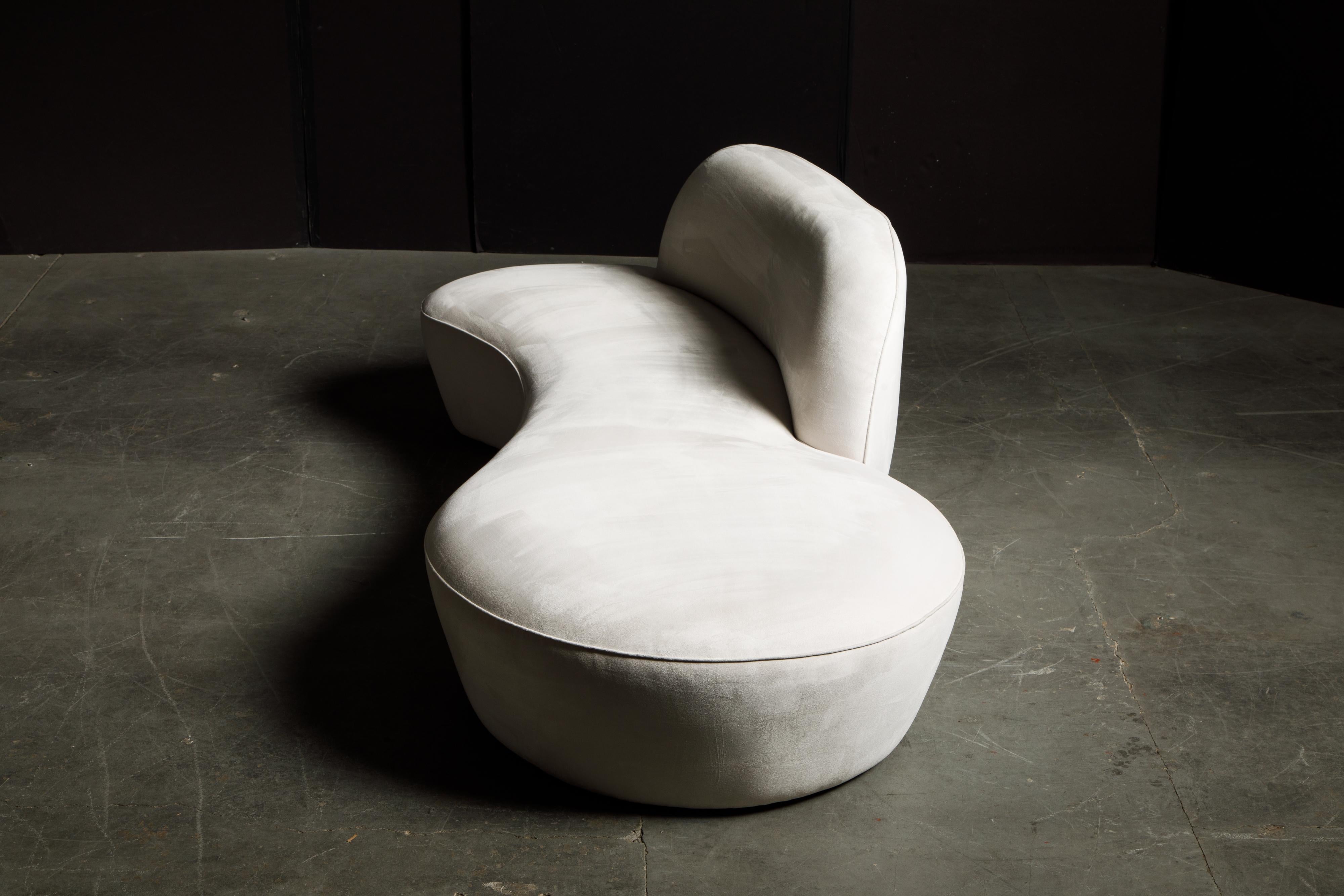 Vladimir Kagan for American Leather 'Zoe' Sofa in White Alcantara, Signed 7