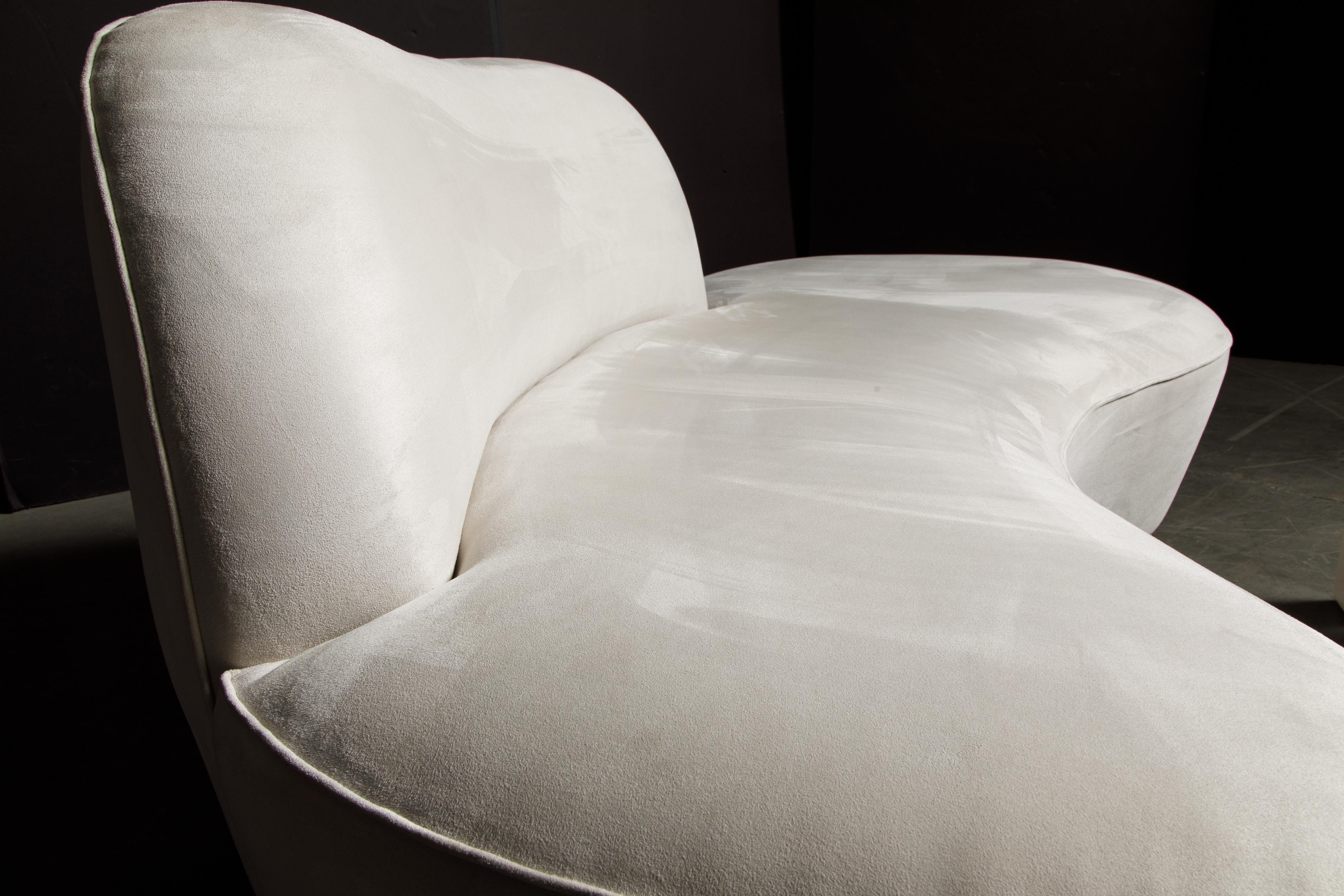 Vladimir Kagan for American Leather 'Zoe' Sofa in White Alcantara, Signed 9