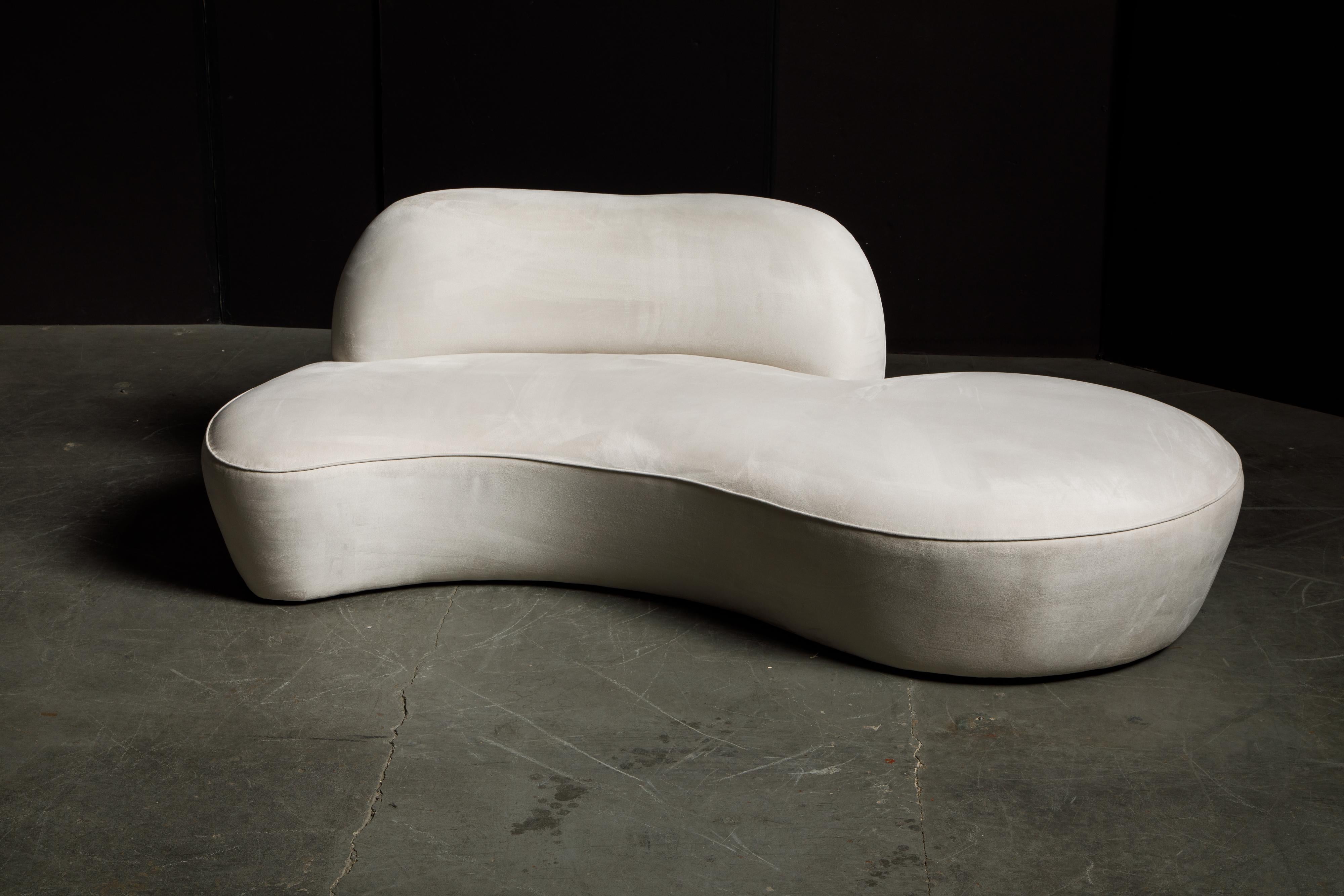 Contemporary Vladimir Kagan for American Leather 'Zoe' Sofa in White Alcantara, Signed