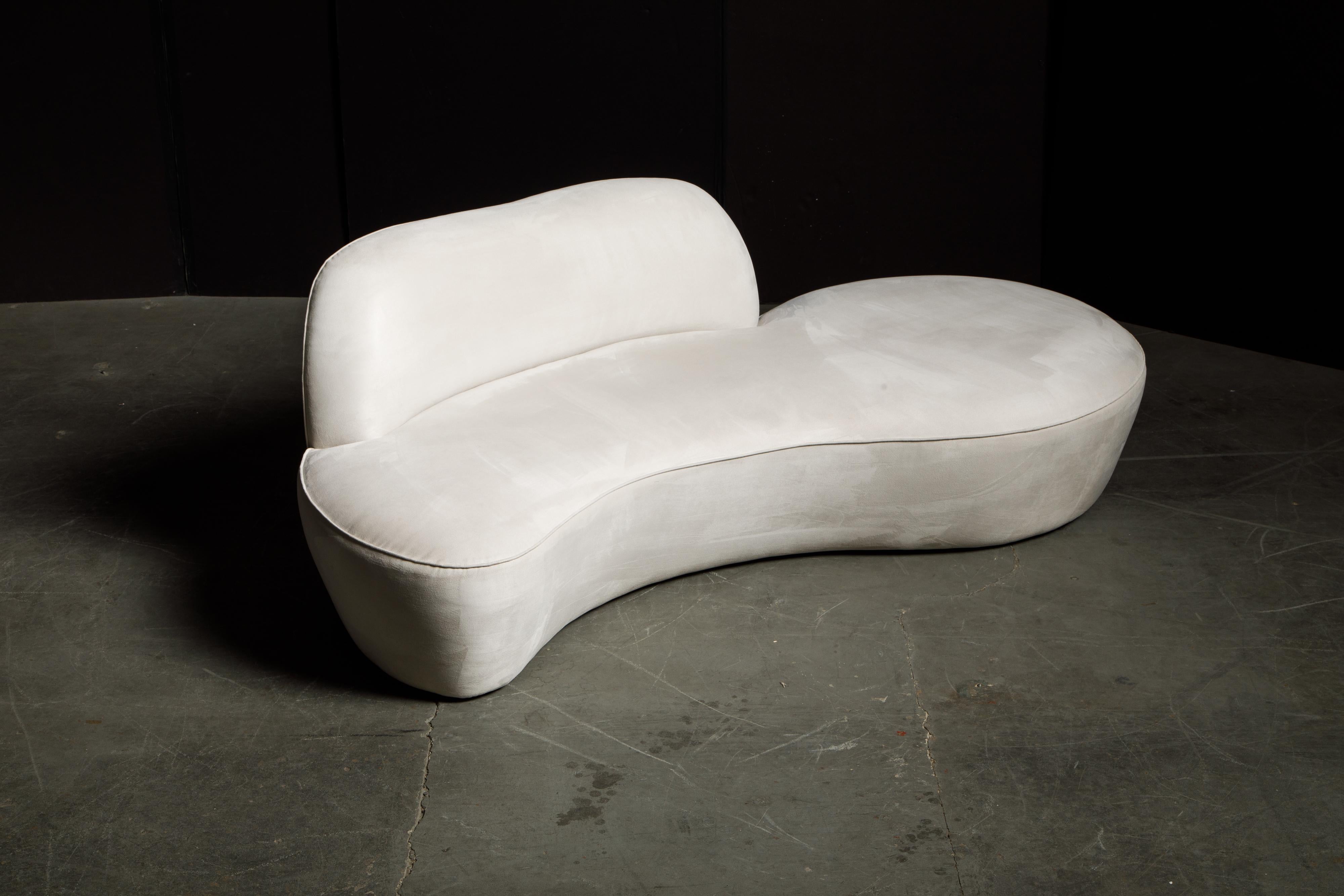 Vladimir Kagan for American Leather 'Zoe' Sofa in White Alcantara, Signed 2