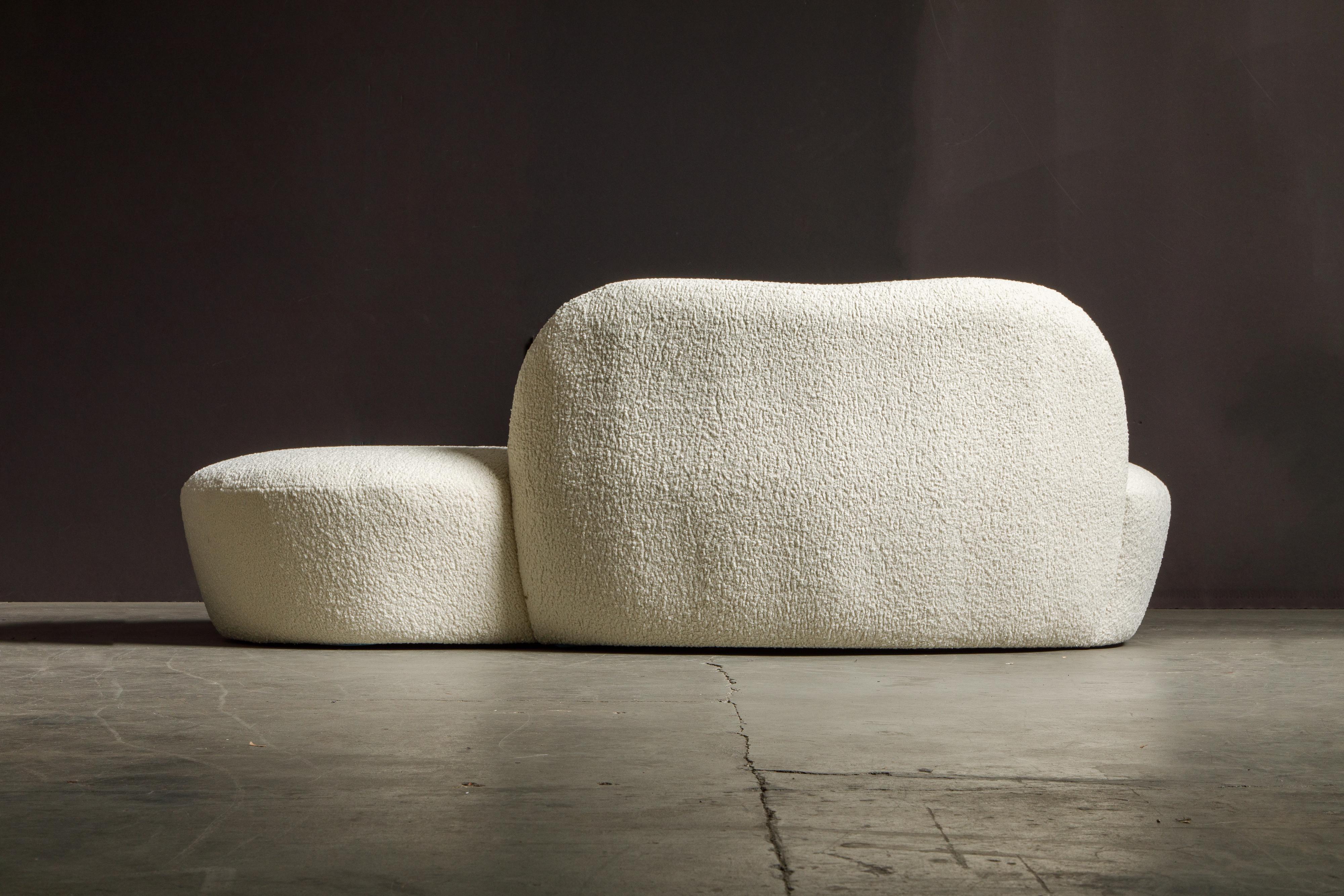 Vladimir Kagan for American Leather 'Zoe' Sofa Reupholstered in Bouclé, Signed 5