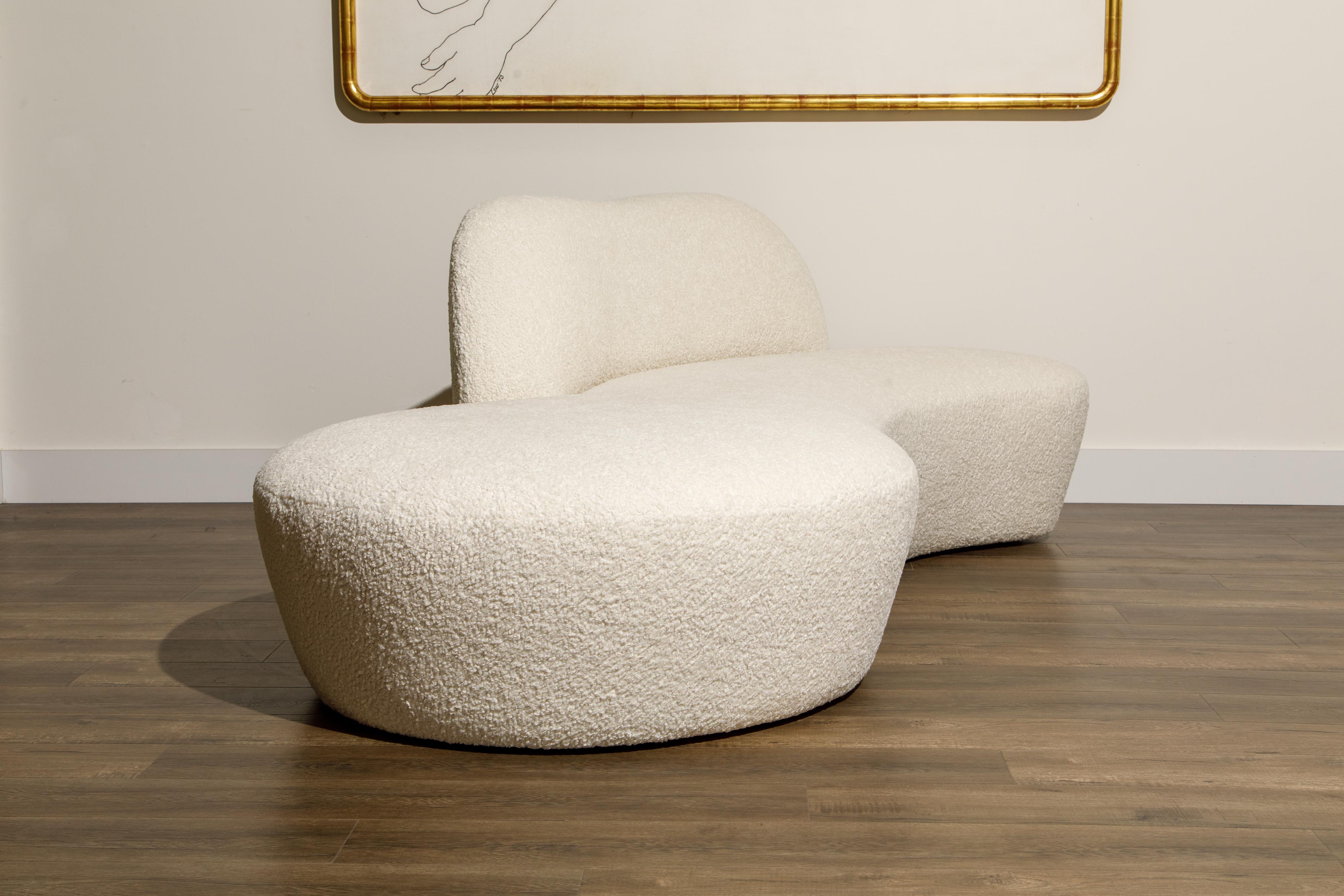 Vladimir Kagan for American Leather 'Zoe' Sofa Reupholstered in Bouclé, Signed 4