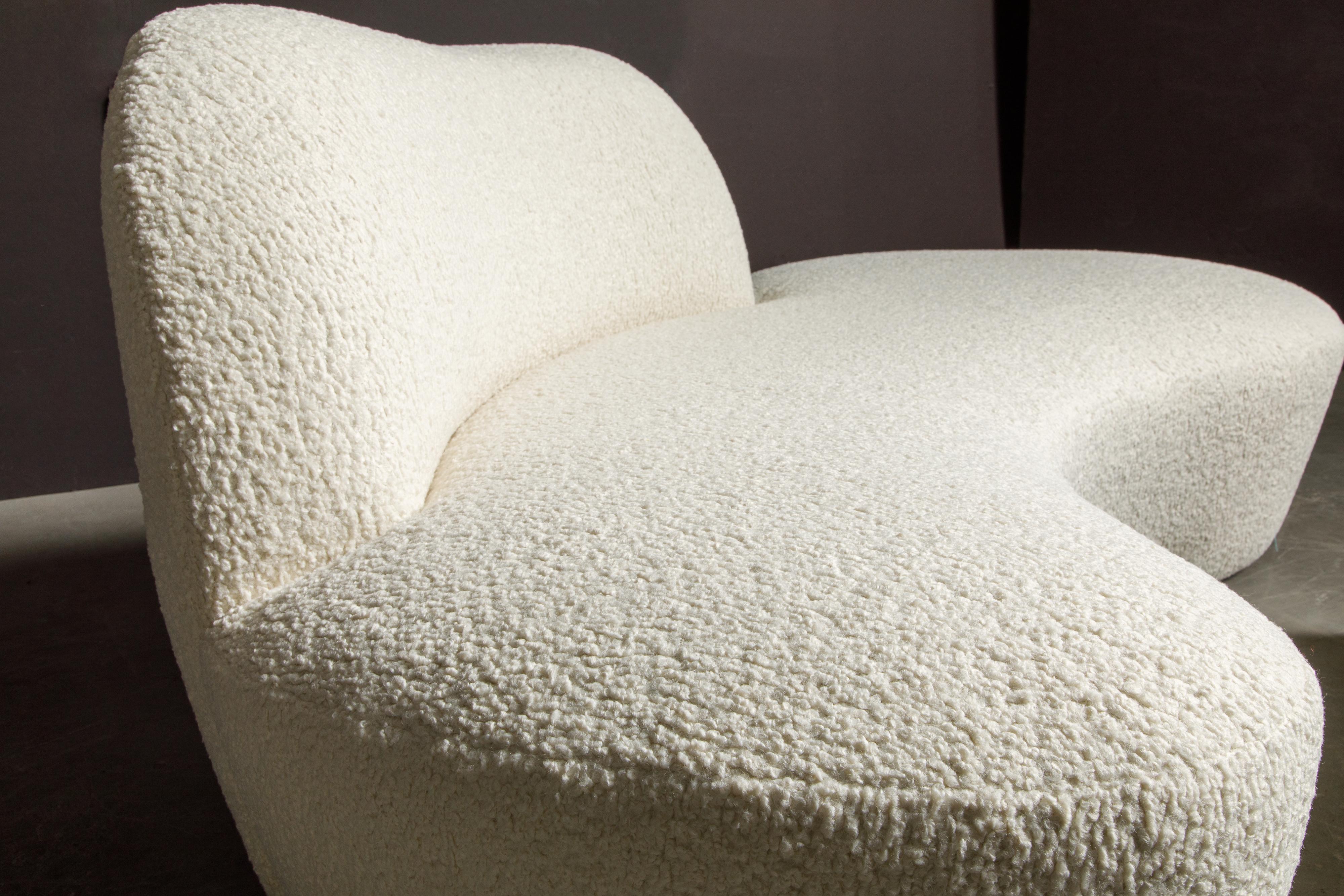 Vladimir Kagan for American Leather 'Zoe' Sofa Reupholstered in Bouclé, Signed 15