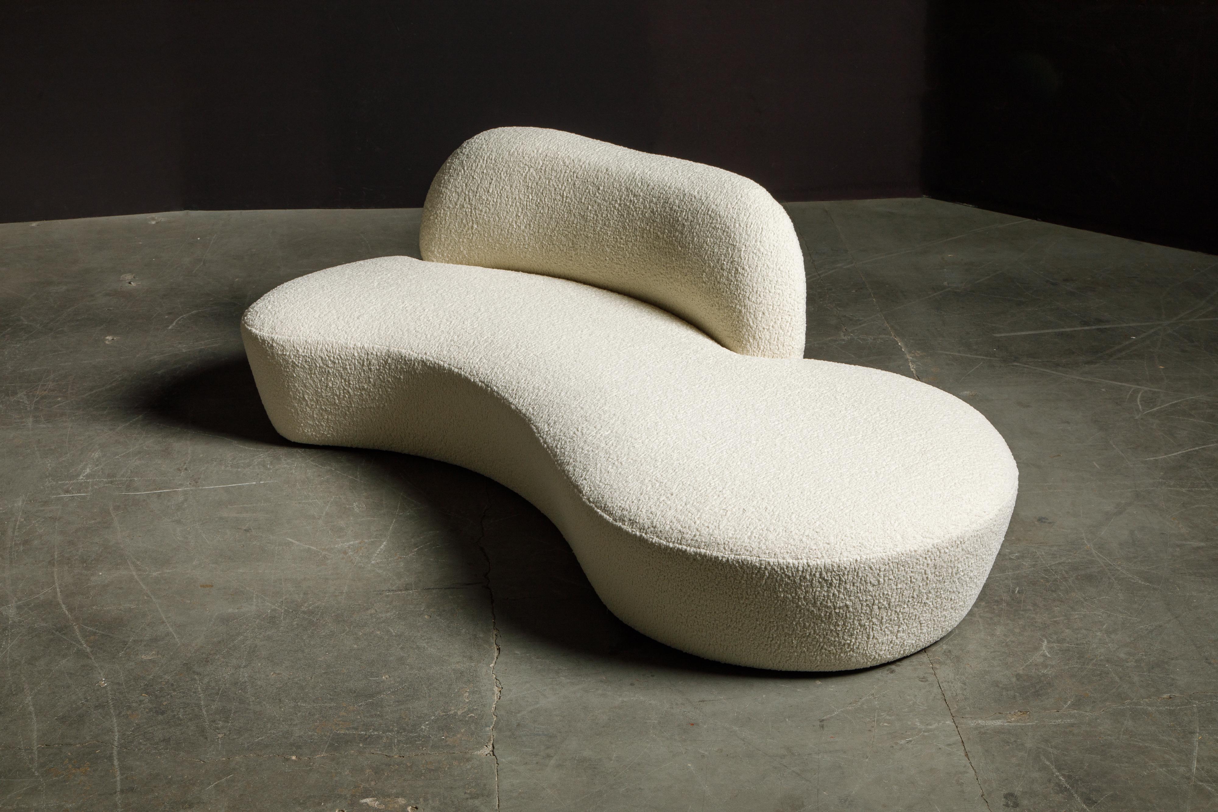Contemporary Vladimir Kagan for American Leather 'Zoe' Sofa Reupholstered in Bouclé, Signed