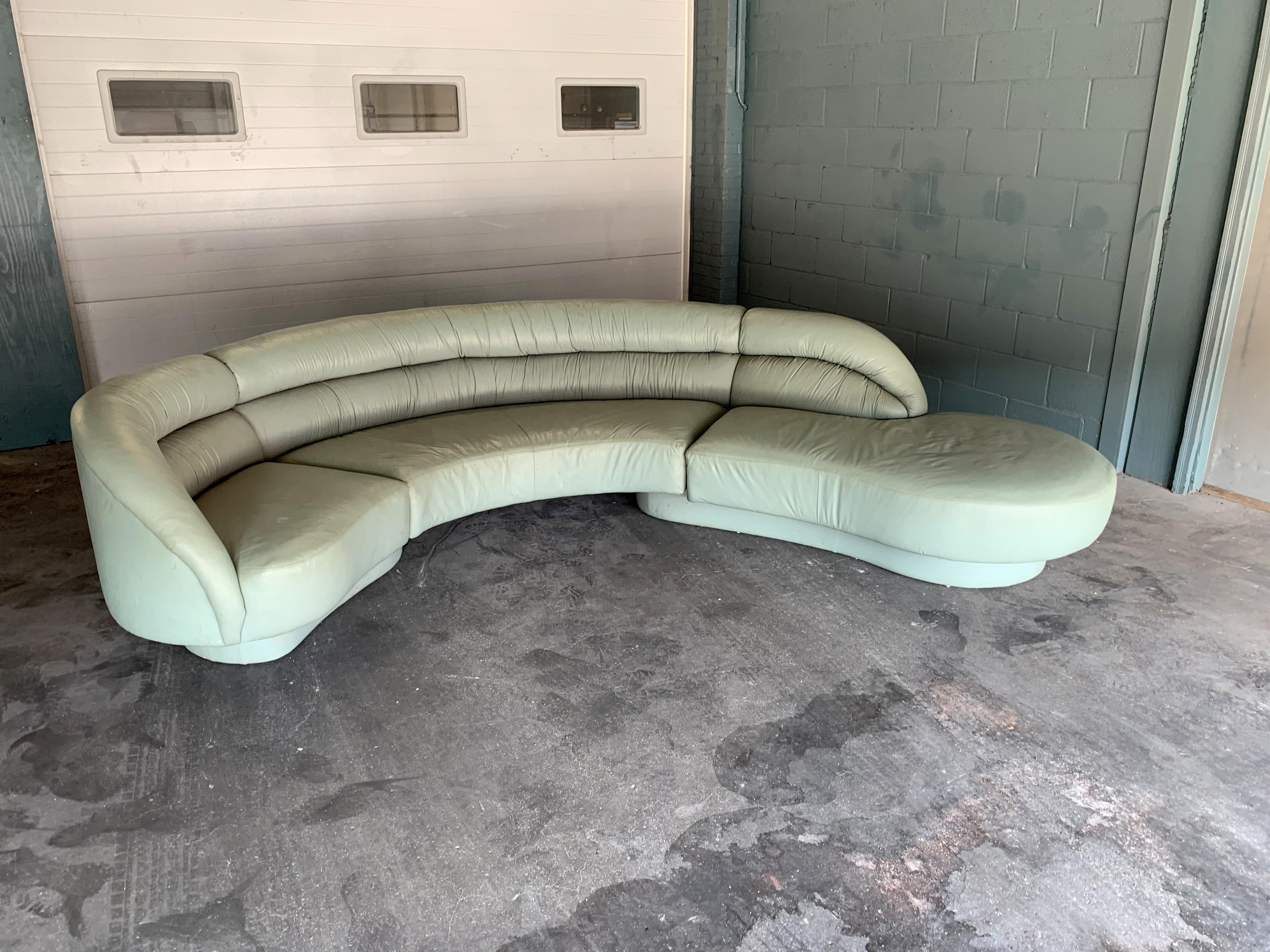 Note: This sectional will need to be reupholstered.

Although this sectional will need to be recovered, it's still one of the best designs from Designer, Vladimir Kagan. The curved lines of this piece are exceptional.
This is a very rare sofa and