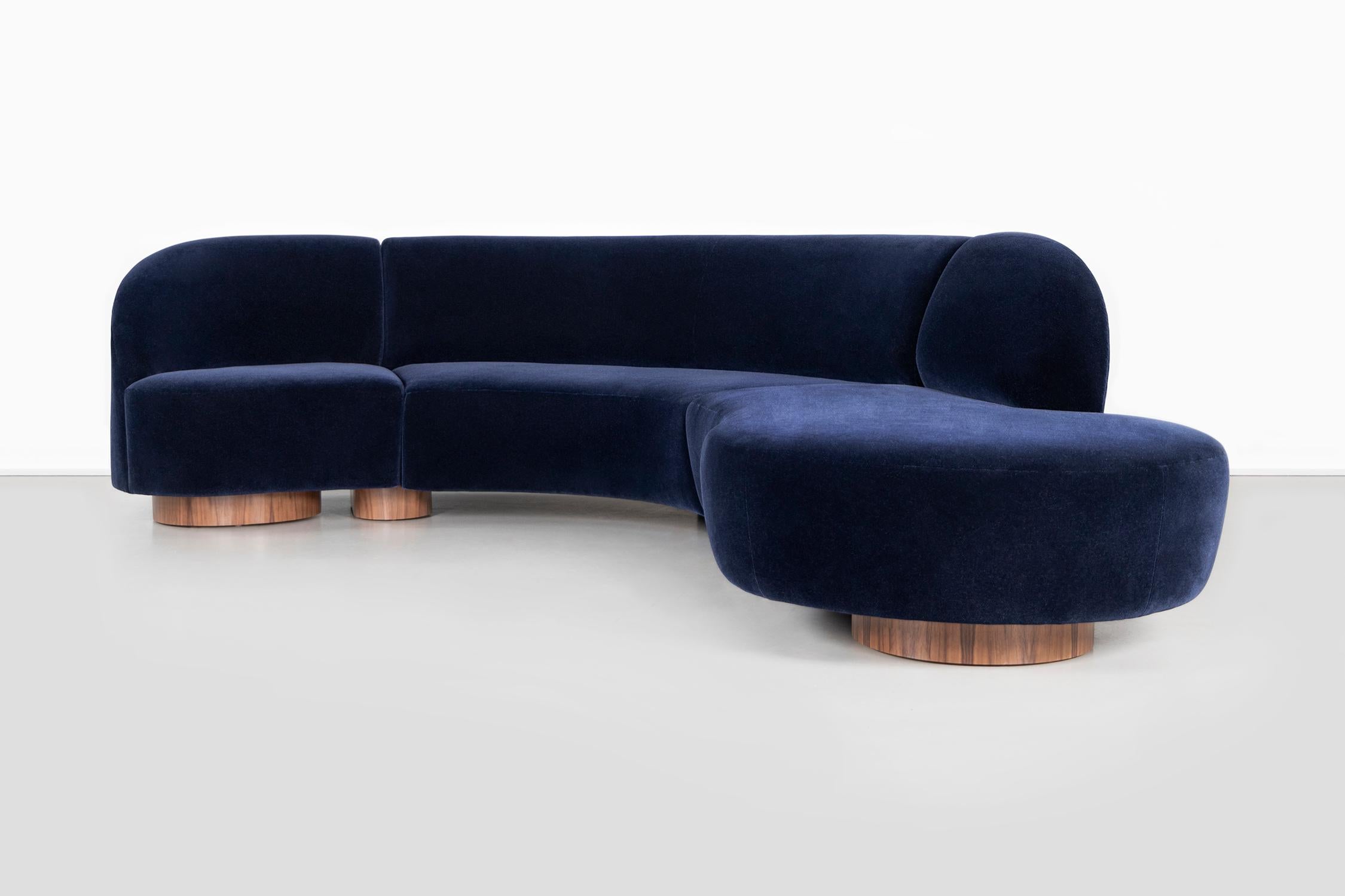 Cloud sectional sofa 

designed by Vladimir Kagan for Directional

USA, circa 1970s

mohair with rosewood bases 

Measures: 32 ½” H x 128 ½” W x 87” D x seat 17 ¼” H.