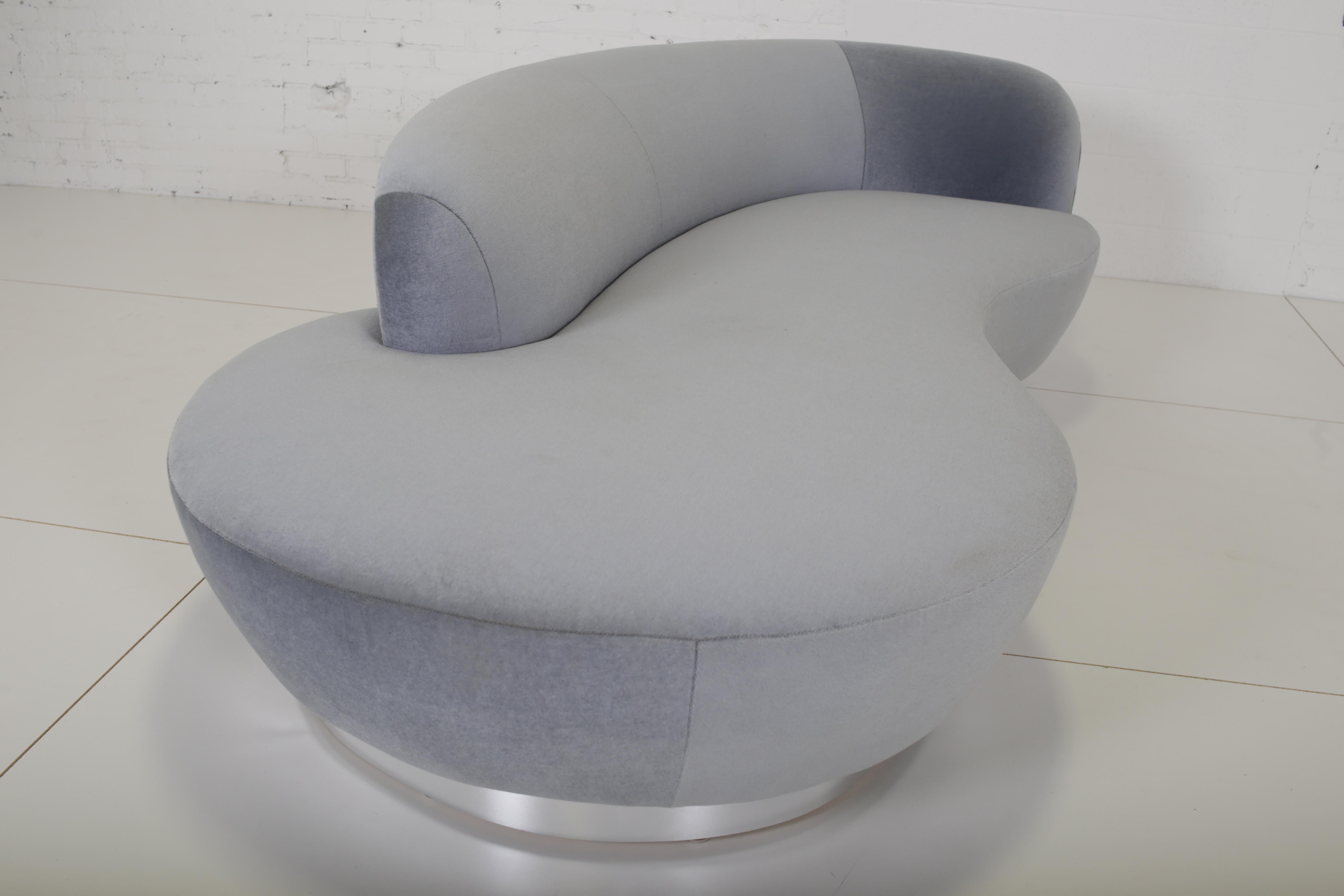 Fabric  Directional Cloud Sofa on Chrome Base For Sale