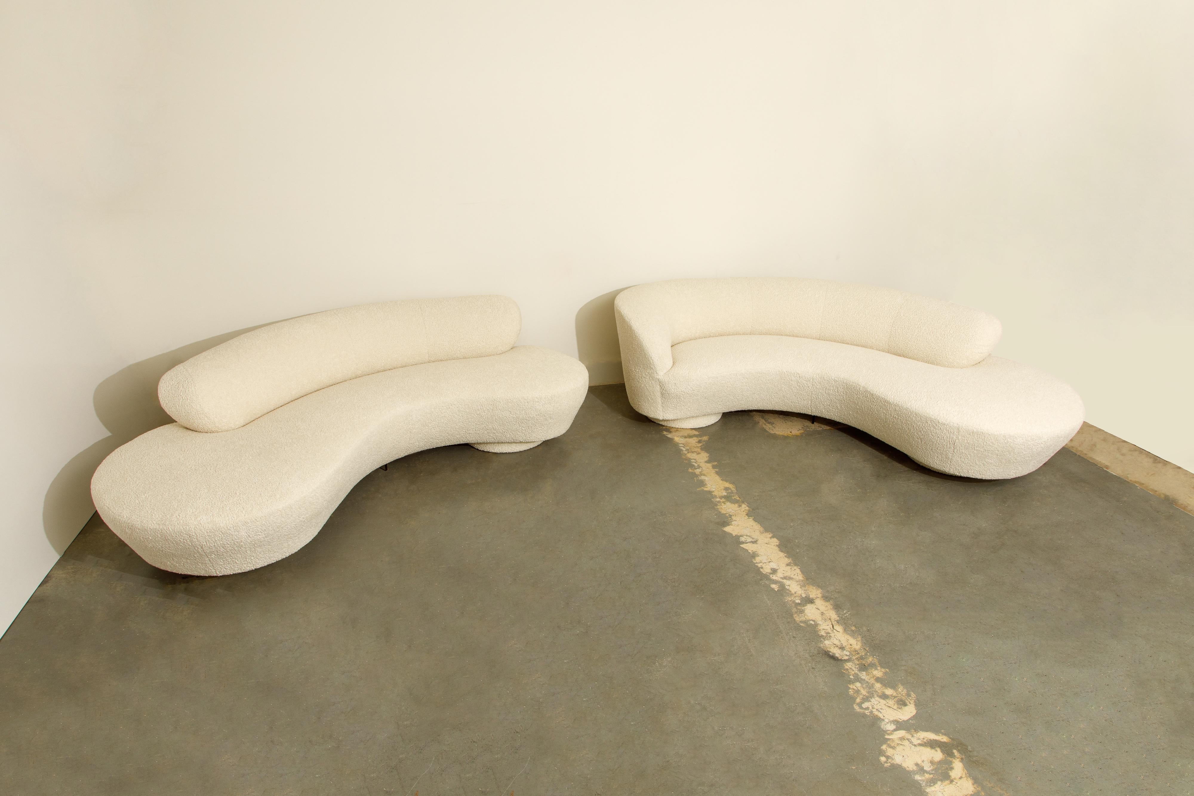 Modern Vladimir Kagan for Directional 'Cloud' Sofas in New Nubby Bouclé, c 1980, Signed