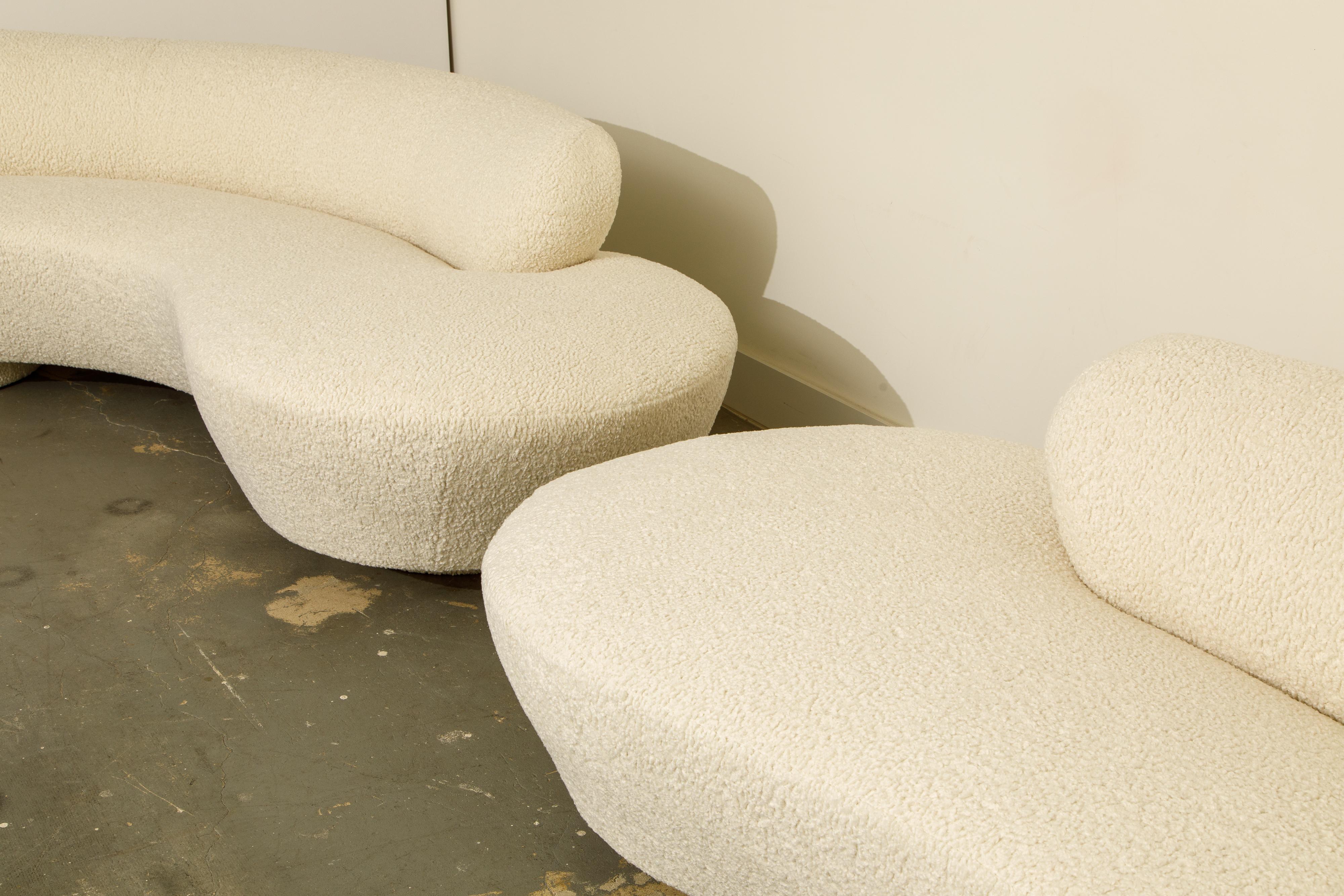 American Vladimir Kagan for Directional 'Cloud' Sofas in New Nubby Bouclé, c 1980, Signed
