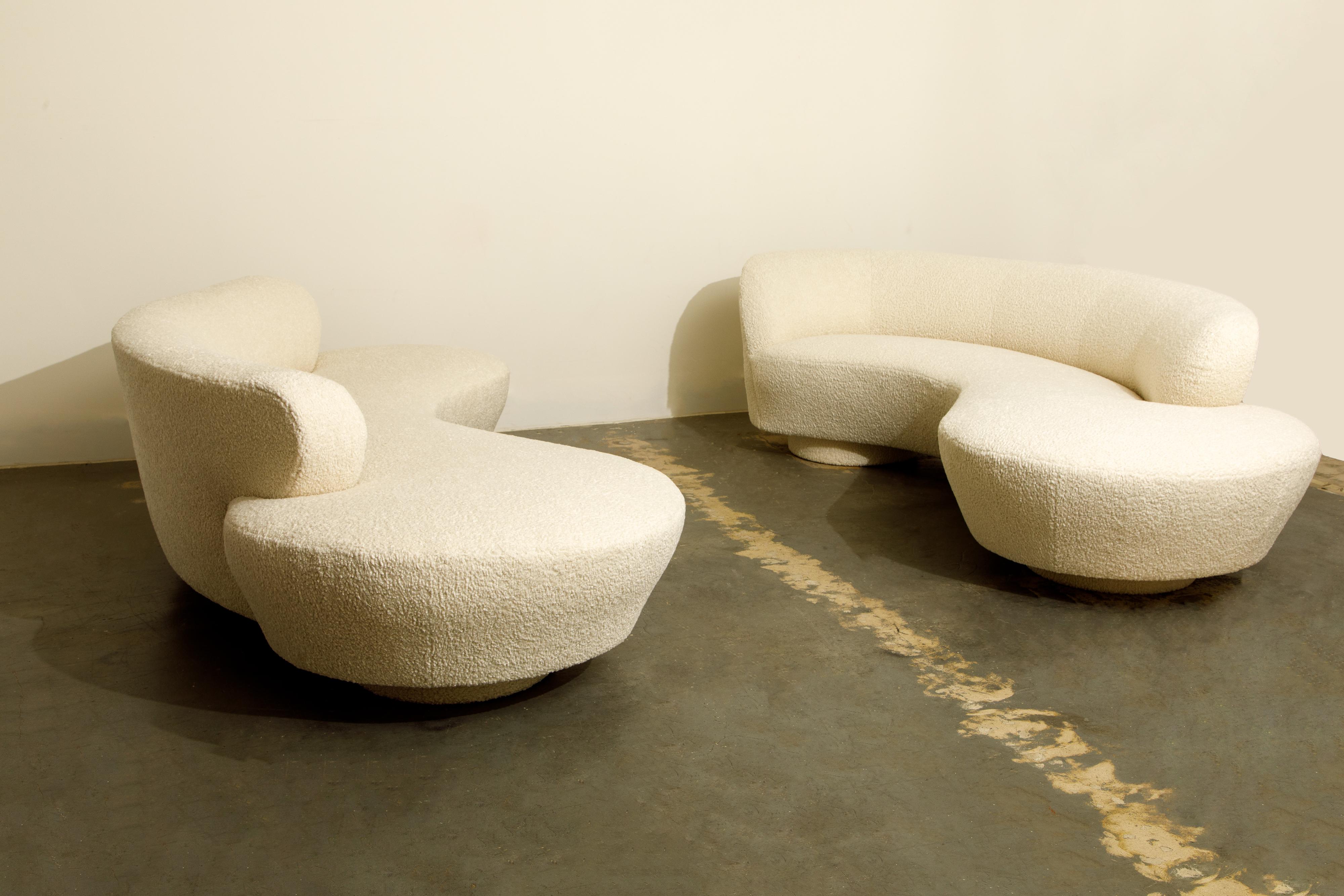 Late 20th Century Vladimir Kagan for Directional 'Cloud' Sofas in New Nubby Bouclé, c 1980, Signed