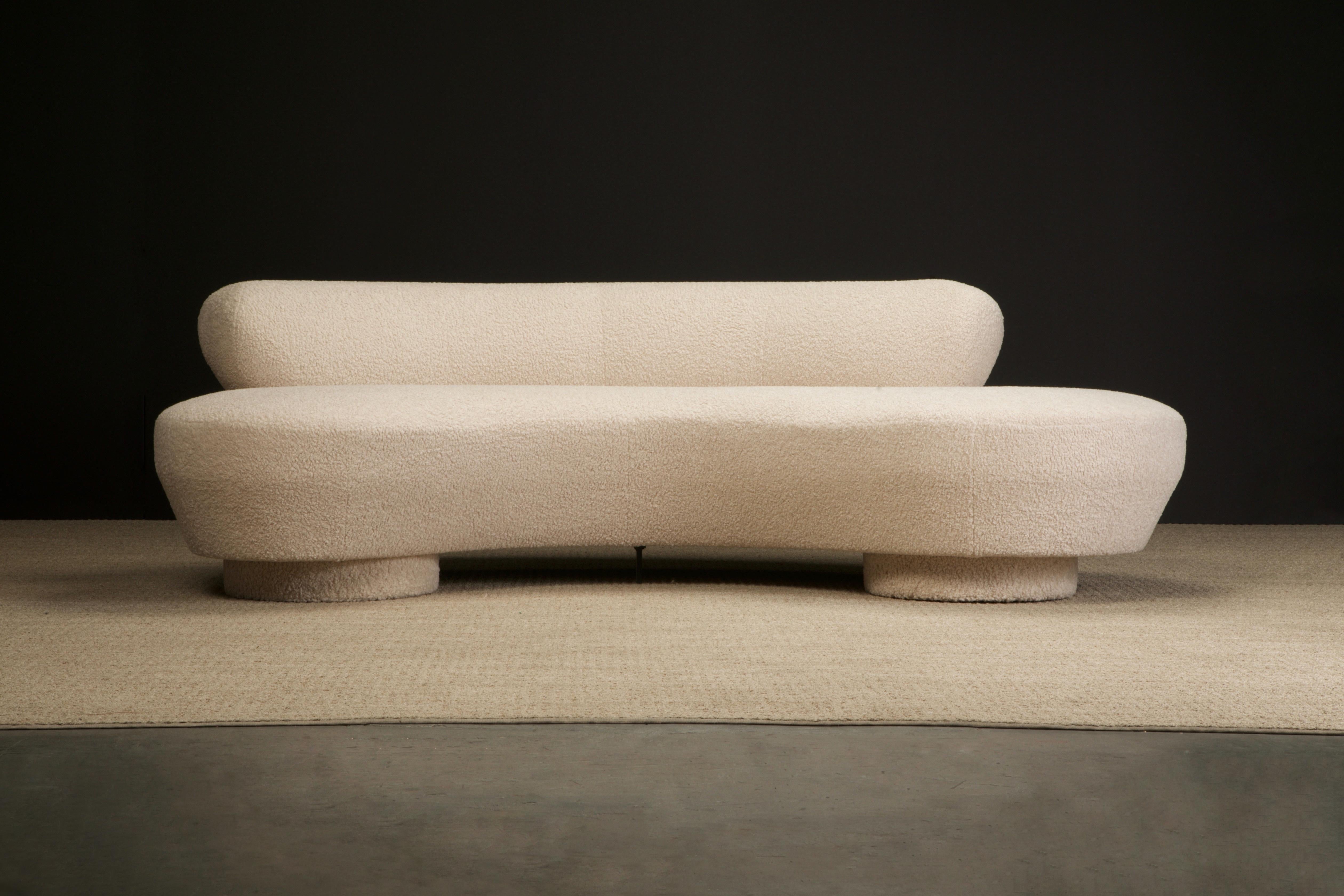 American Vladimir Kagan for Directional 'Cloud' Sofas in New Nubby Bouclé, c 1980, Signed