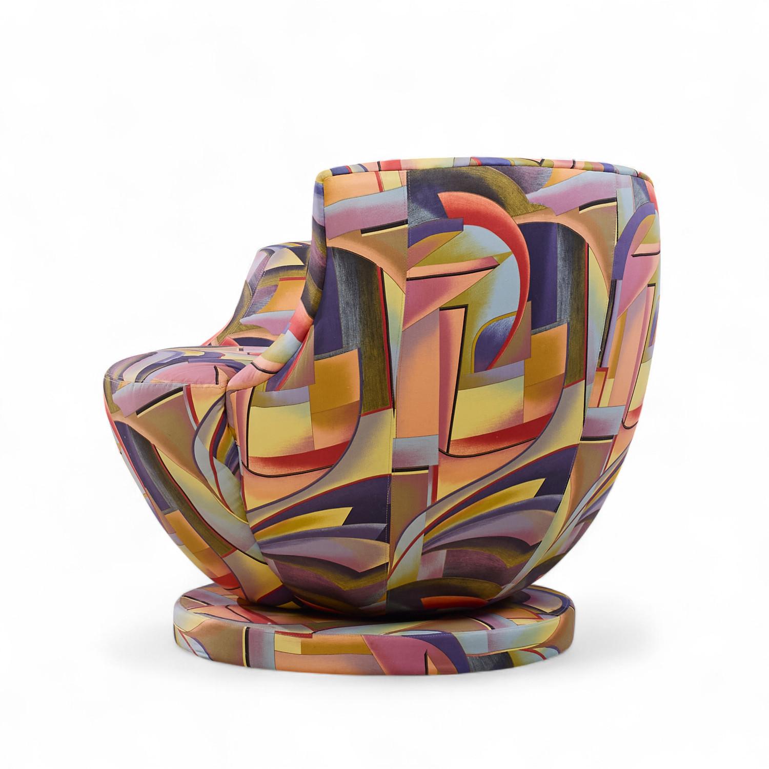 Tissu d'ameublement Vladimir Kagan pour Directional Mid Century Corkscrew Swivel Chairs - Pair en vente