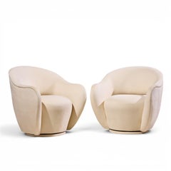 Vladimir Kagan for Directional Model 100A Mid Century Swivel Lounge Chair - Pair