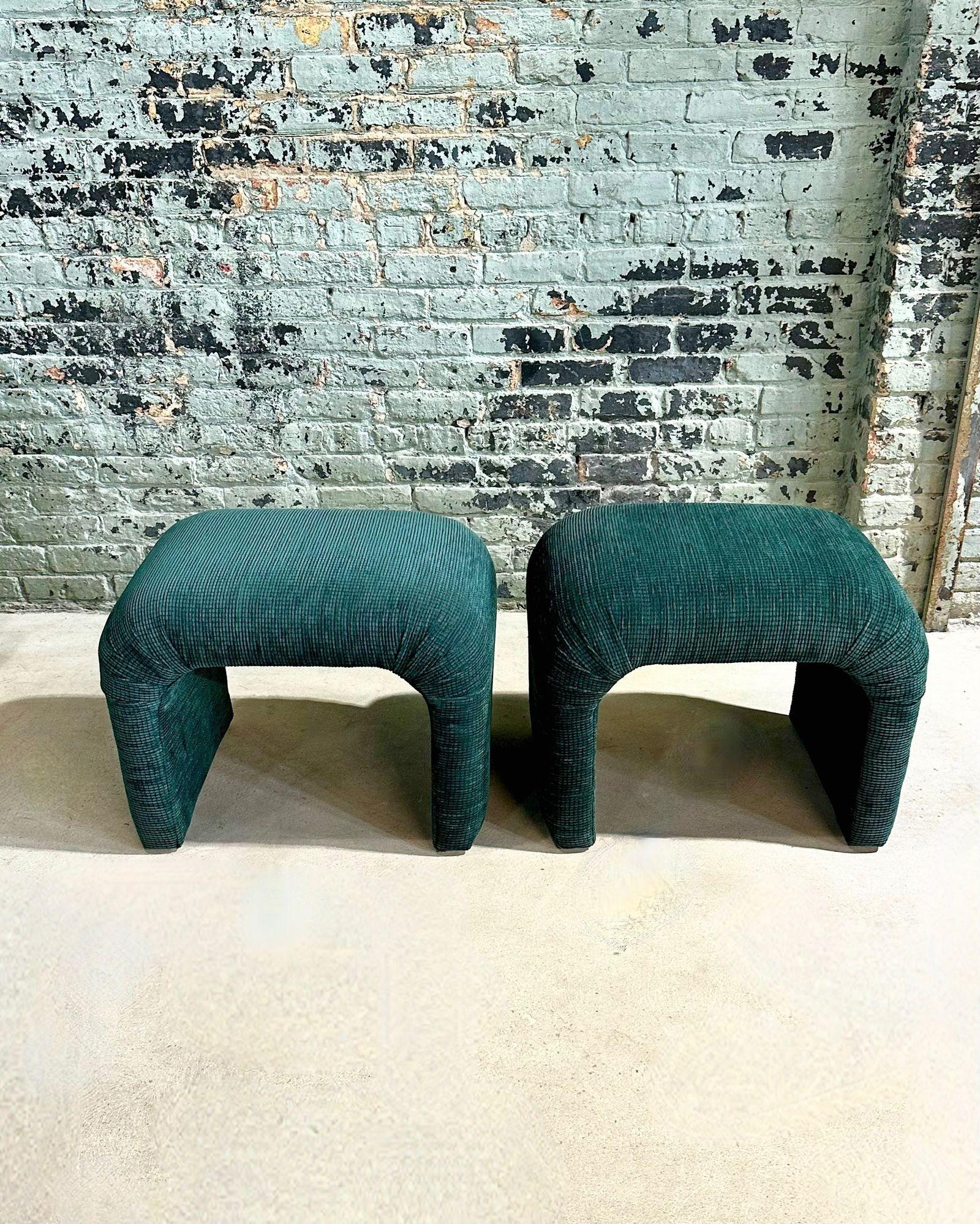 Vladimir Kagan for Directional Pair Waterfall Stools, 1990.  Original upholstery in great condition.