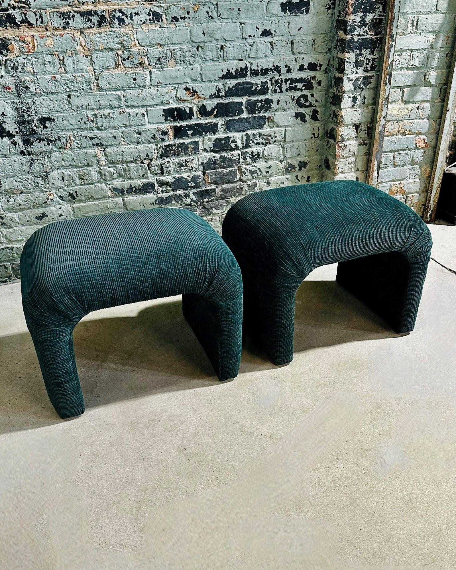 Post-Modern Vladimir Kagan for Directional Pair Waterfall Stools, 1990 For Sale