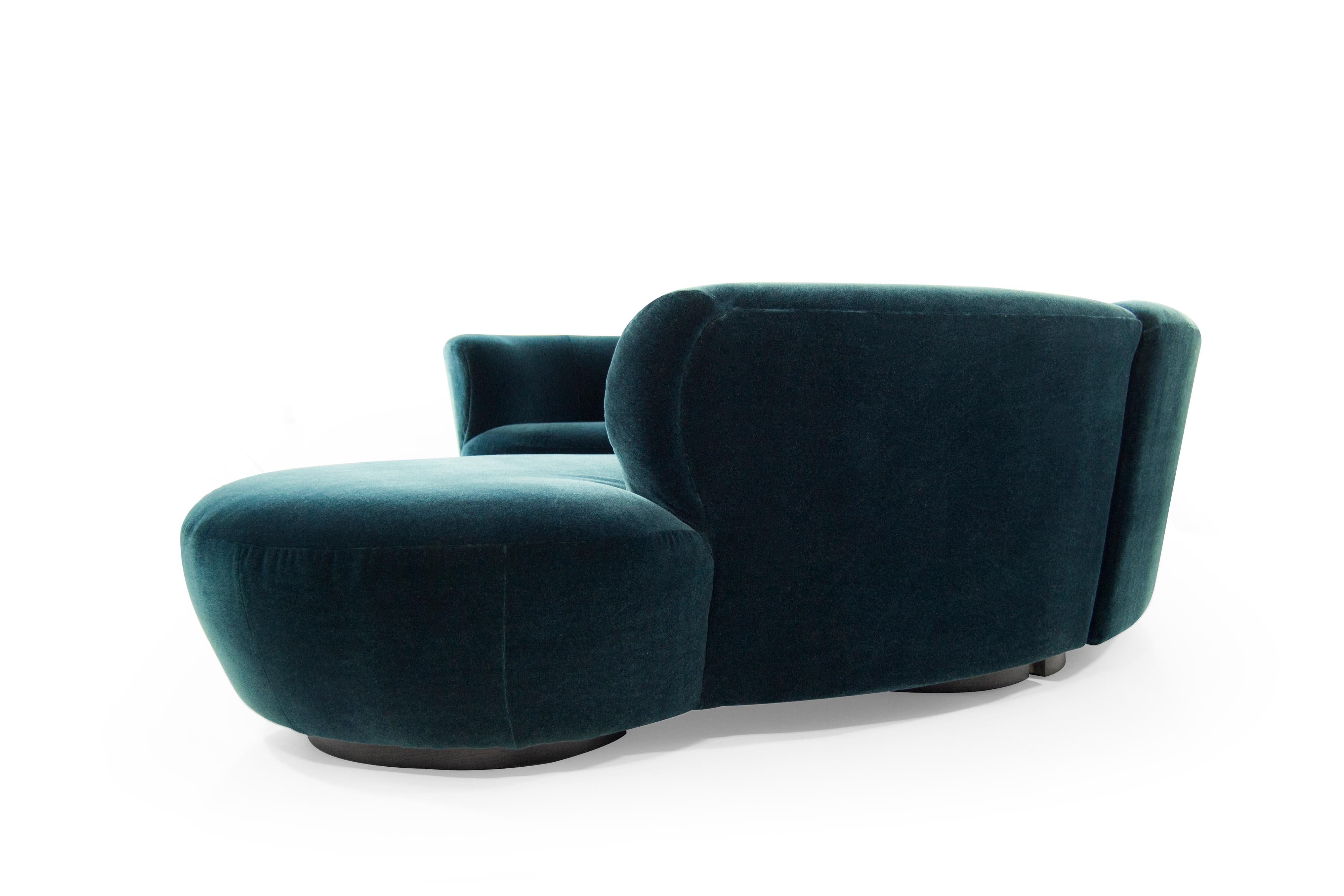 20th Century Vladimir Kagan for Directional Sectional in Teal Mohair, circa 1970s