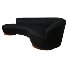 Vladimir Kagan for Directional Serpentine Cloud Sofa in Black Cashmere, 1970s