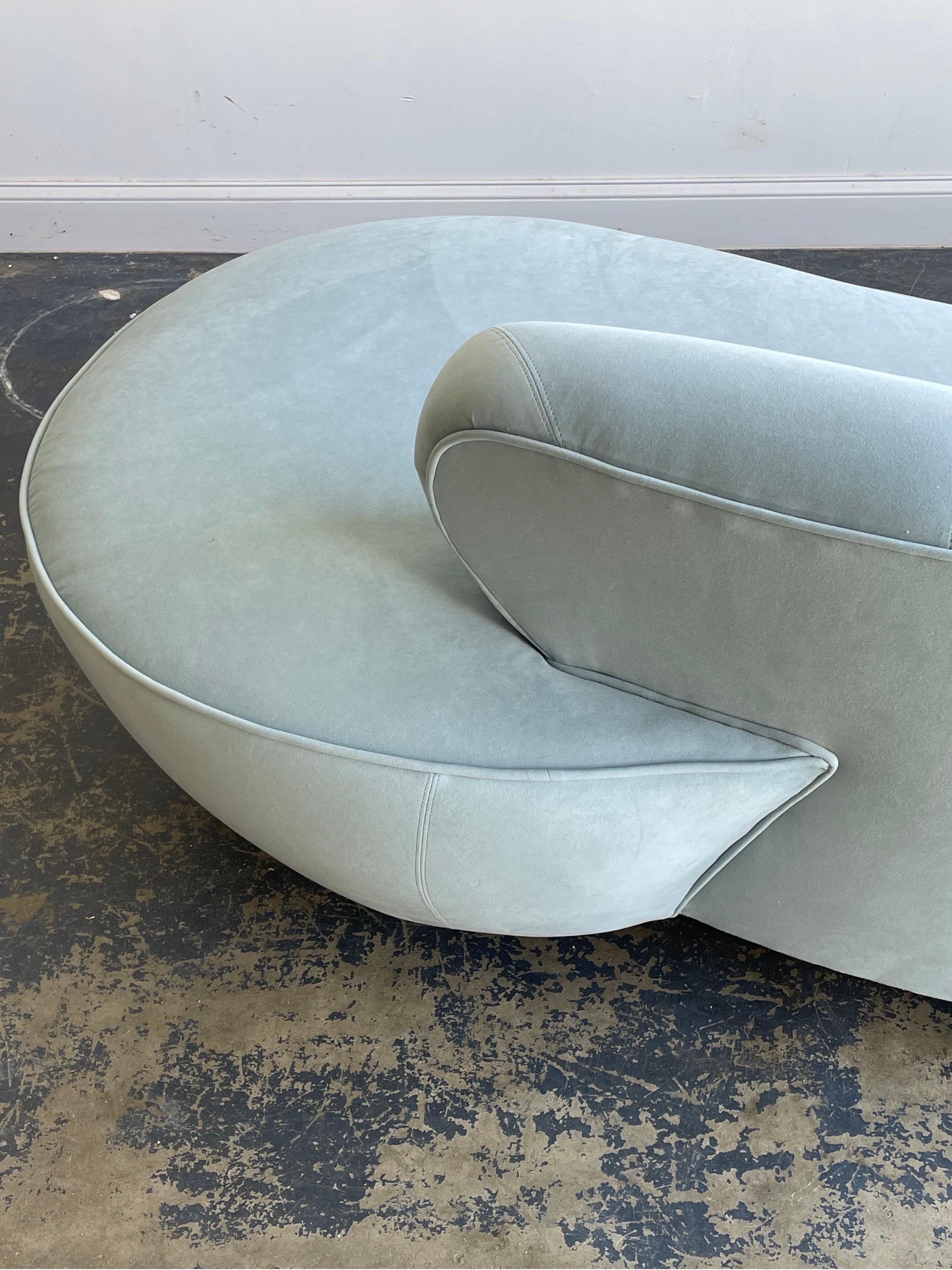 Ultrasuede Vladimir Kagan for Directional Serpentine Cloud Sofa with Lucite Support