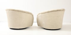 Vladimir Kagan For Directional Swivel Lounge Chairs In Velvet
