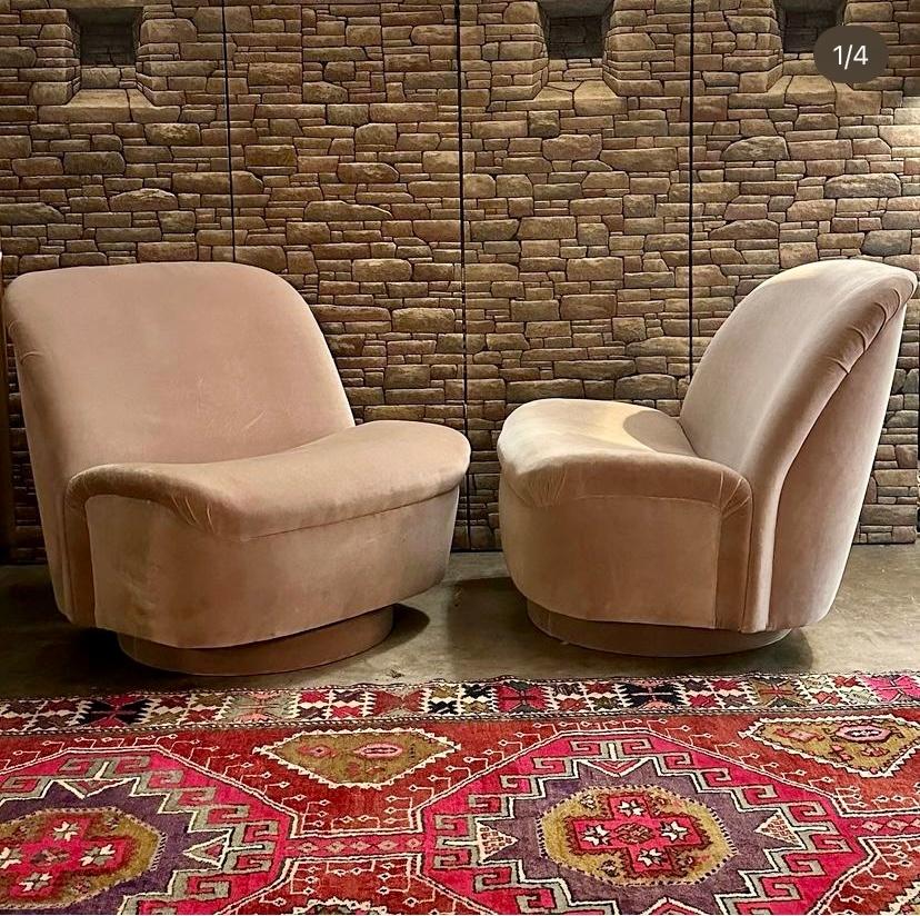 Late 20th Century Vladimir Kagan for Directional Swivel & Tilt Lounge Chairs