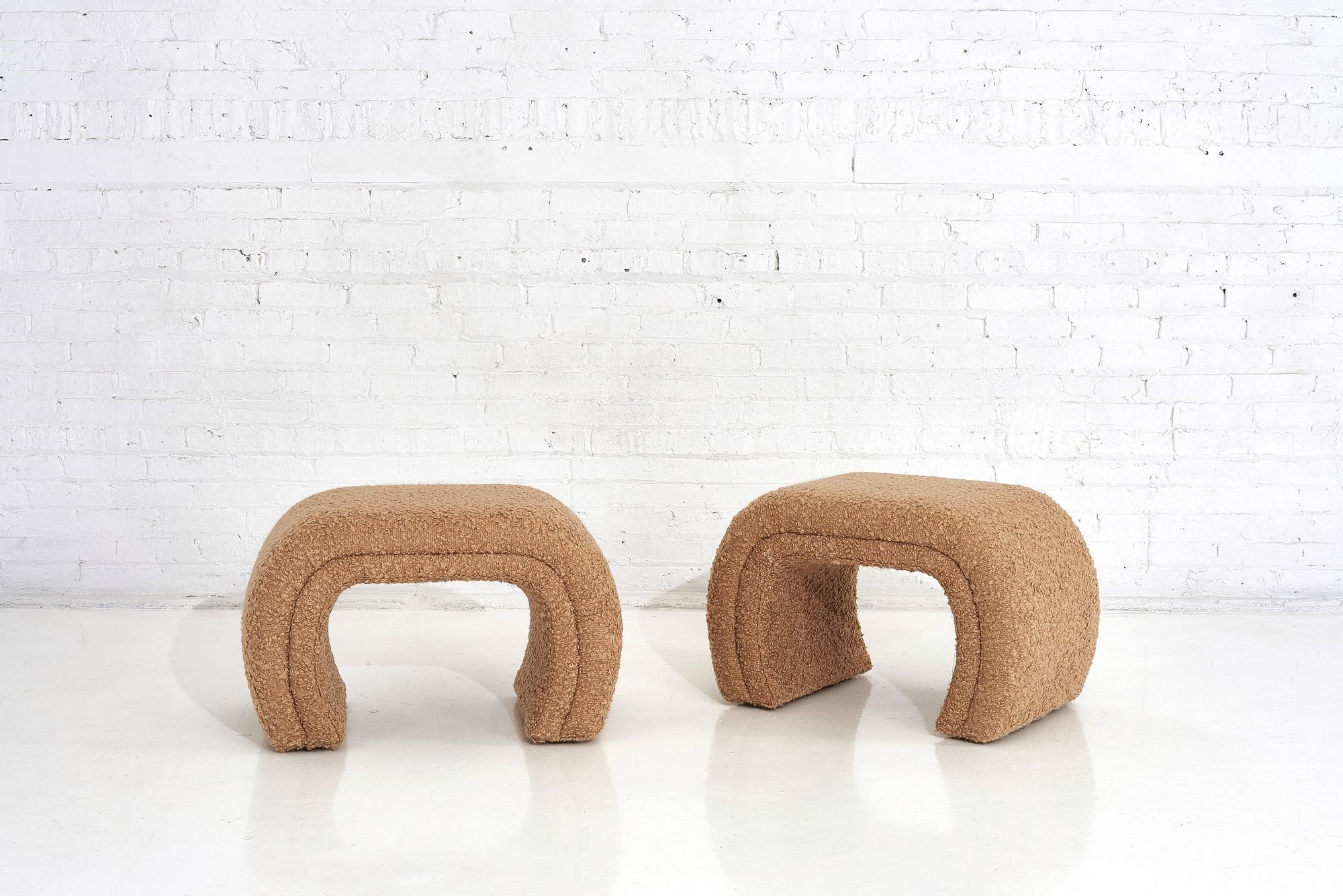 Modern Vladimir Kagan for Directional, Waterfall Stools in Tan Boucle, 1990
