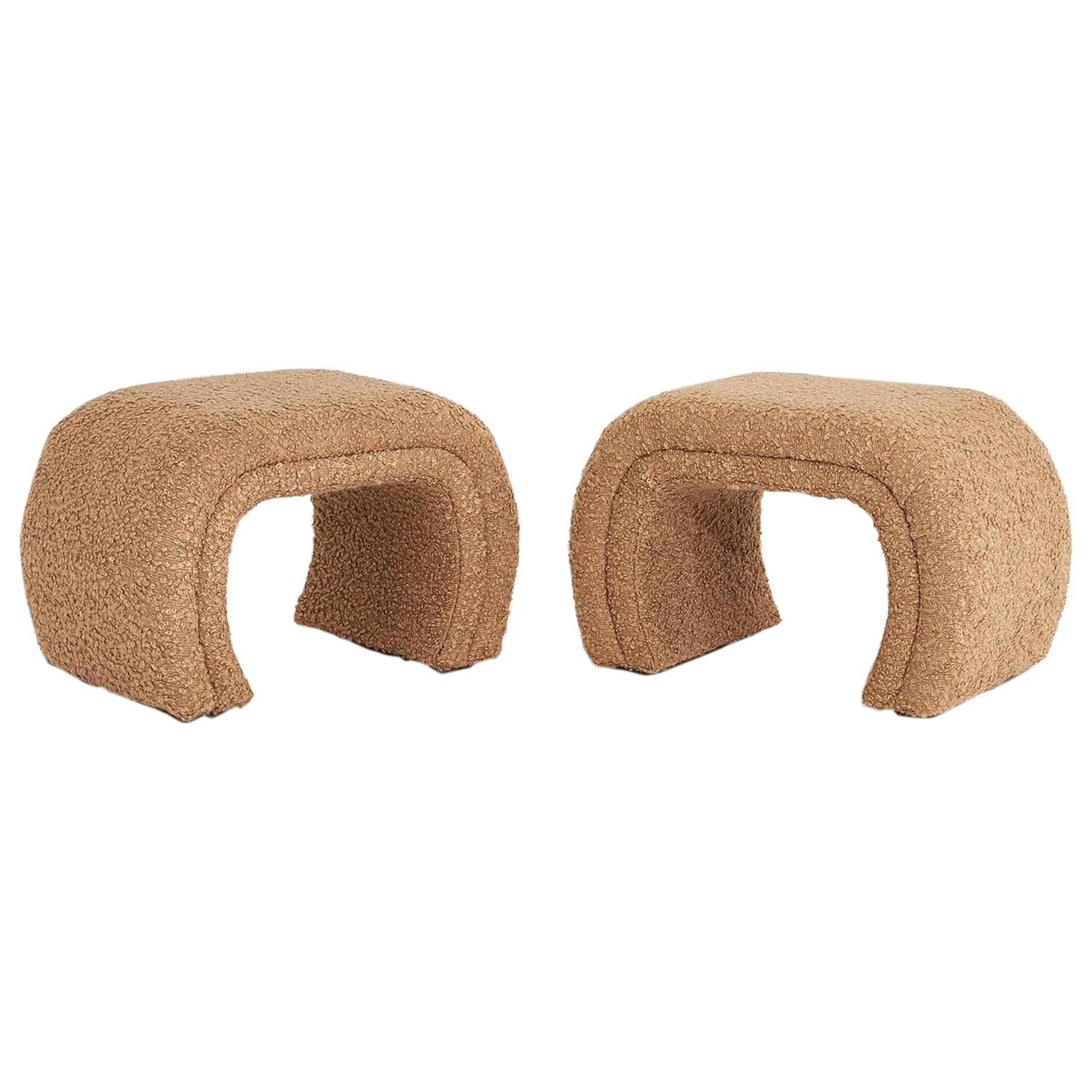 Vladimir Kagan for Directional, Waterfall Stools in Tan Boucle, 1990