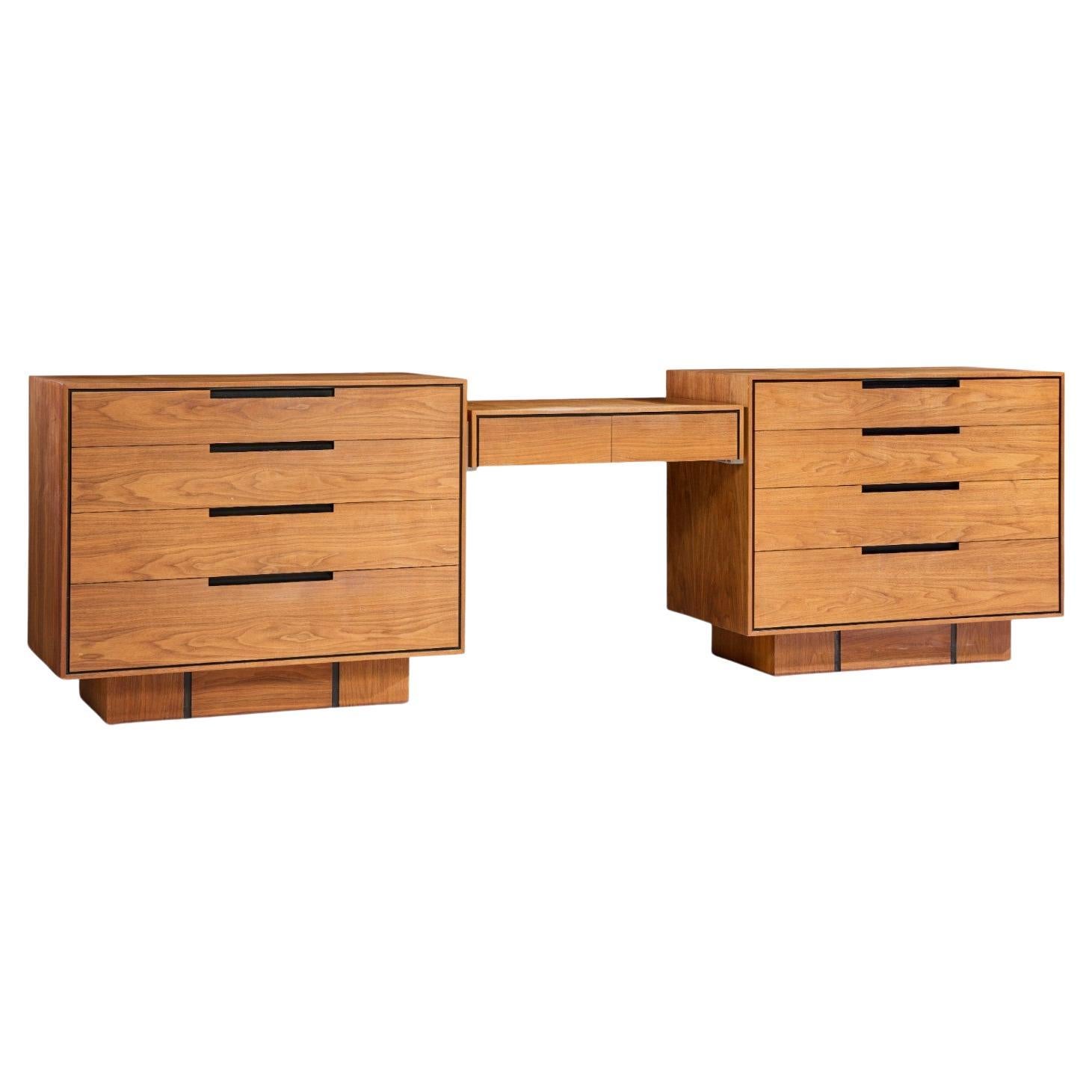 Vladimir Kagan for Dreyfuss Mid Century Walnut and Lucite Vanity Dresser