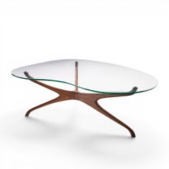 Vladimir Kagan for Dreyfuss Mid Century Walnut Tri-Symmetric Coffee Table
