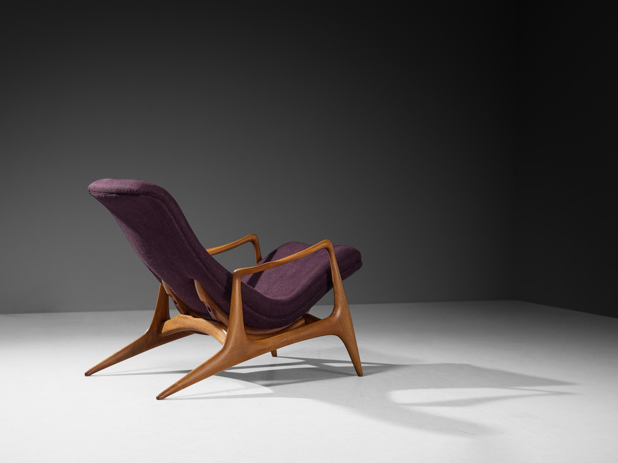 Vladimir Kagan para Dreyfuss Silla 'Multi-position Reclining' de Teca Moderno de mediados de siglo en venta
