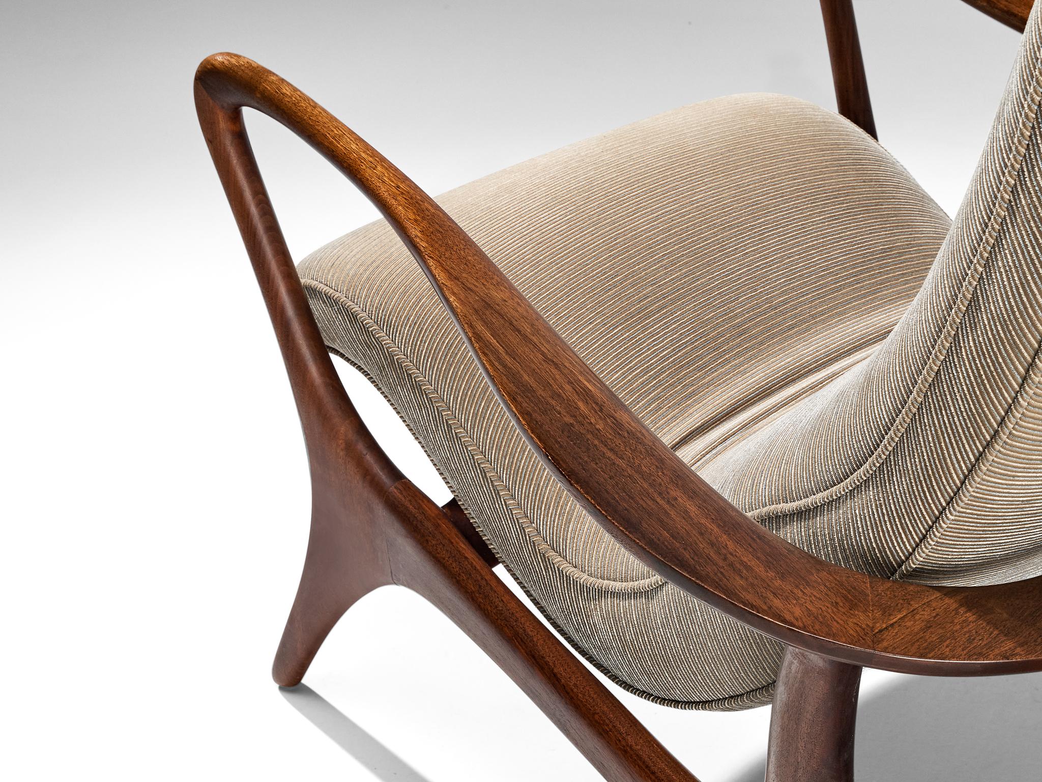 Mid-20th Century Vladimir Kagan for Dreyfuss ‘Contour' Lounge Chair in Walnut 