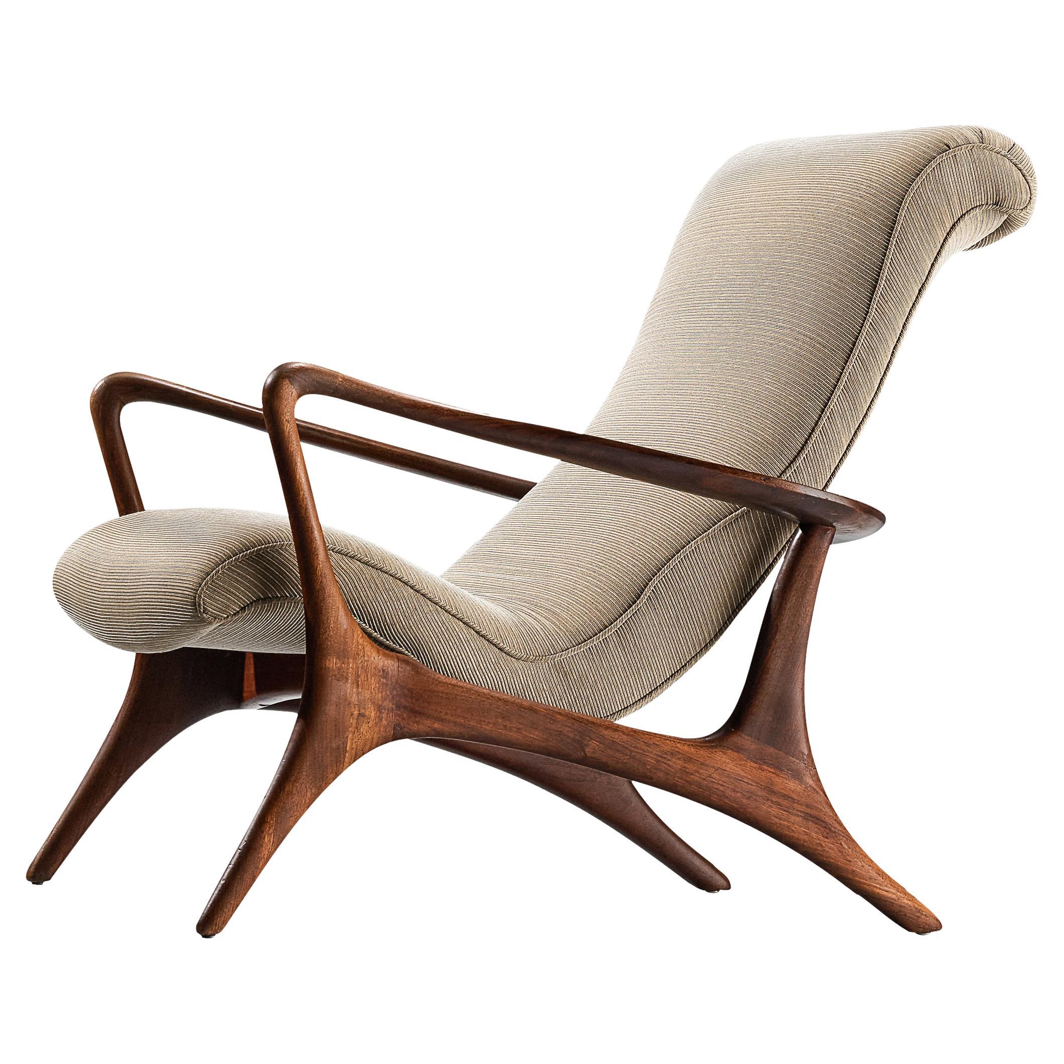 Vladimir Kagan for Dreyfuss ‘Contour' Lounge Chair in Walnut 