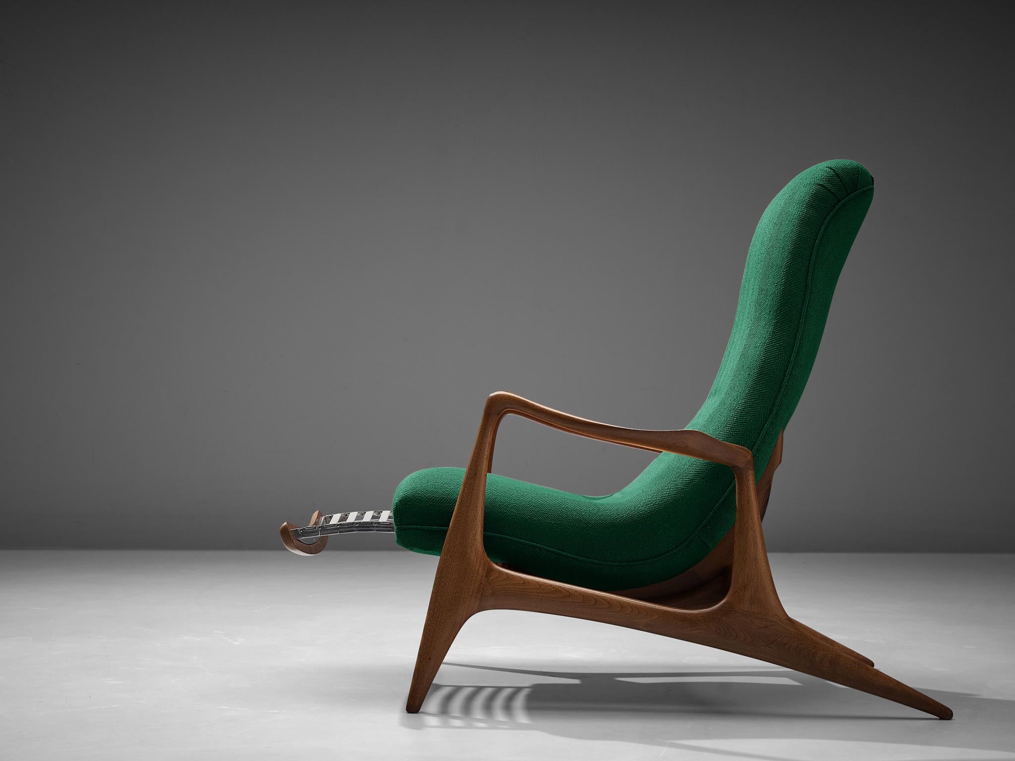 Vladimir Kagan for Dreyfuss Reclining ‘Contour’ Lounge Chair in Green Upholstery 1