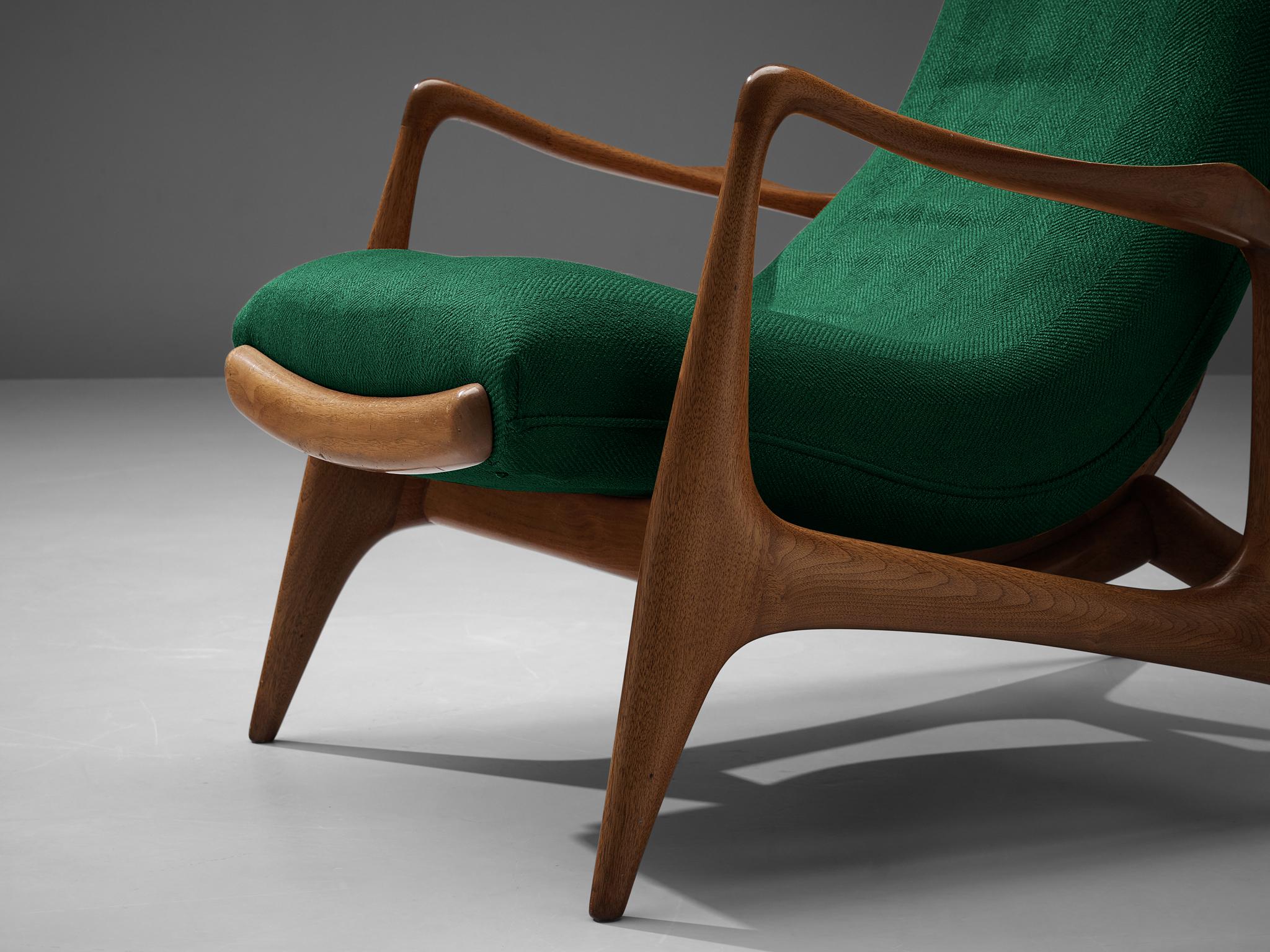 Vladimir Kagan for Dreyfuss Reclining ‘Contour’ Lounge Chair in Green Upholstery 3