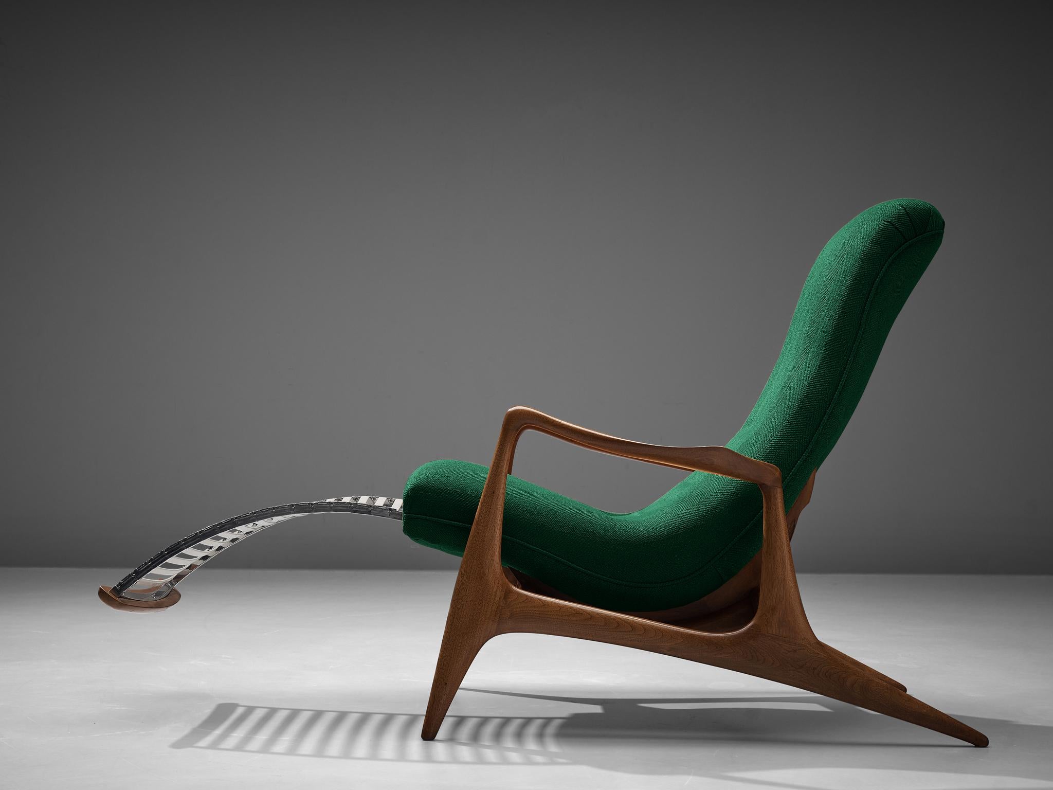 American Vladimir Kagan for Dreyfuss Reclining ‘Contour’ Lounge Chair in Green Upholstery