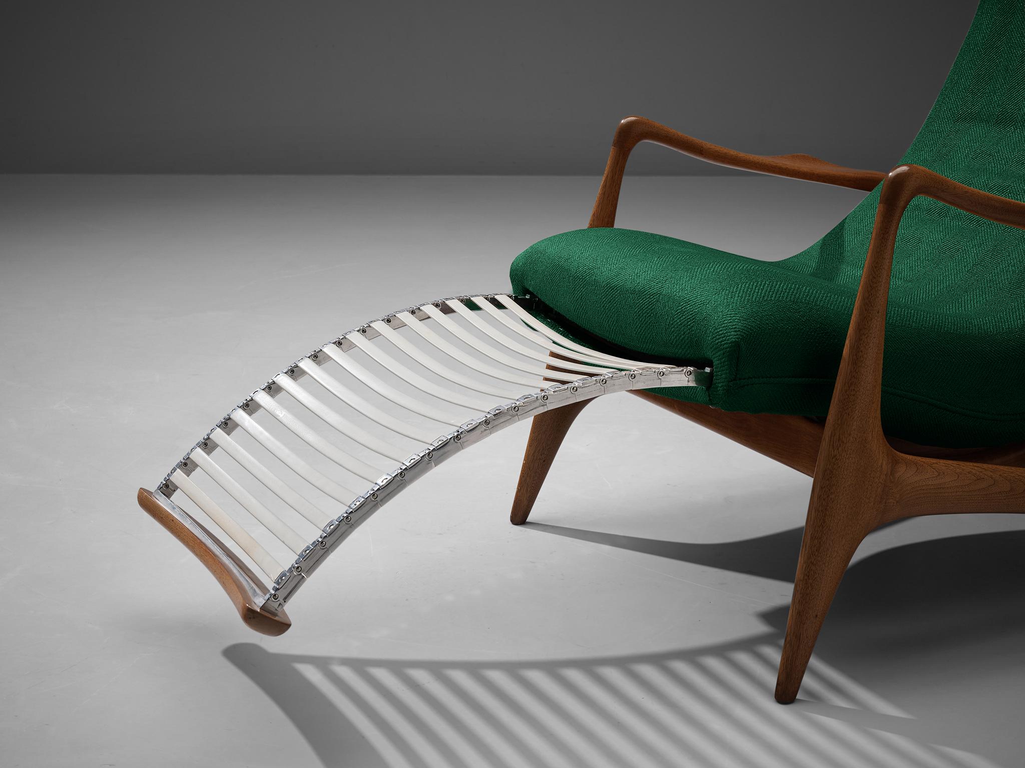 Fabric Vladimir Kagan for Dreyfuss Reclining ‘Contour’ Lounge Chair in Green Upholstery