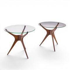 Vladimir Kagan For Dreyfuss Walnut Tri-Symmetric Sculptural Side Tables - Pair