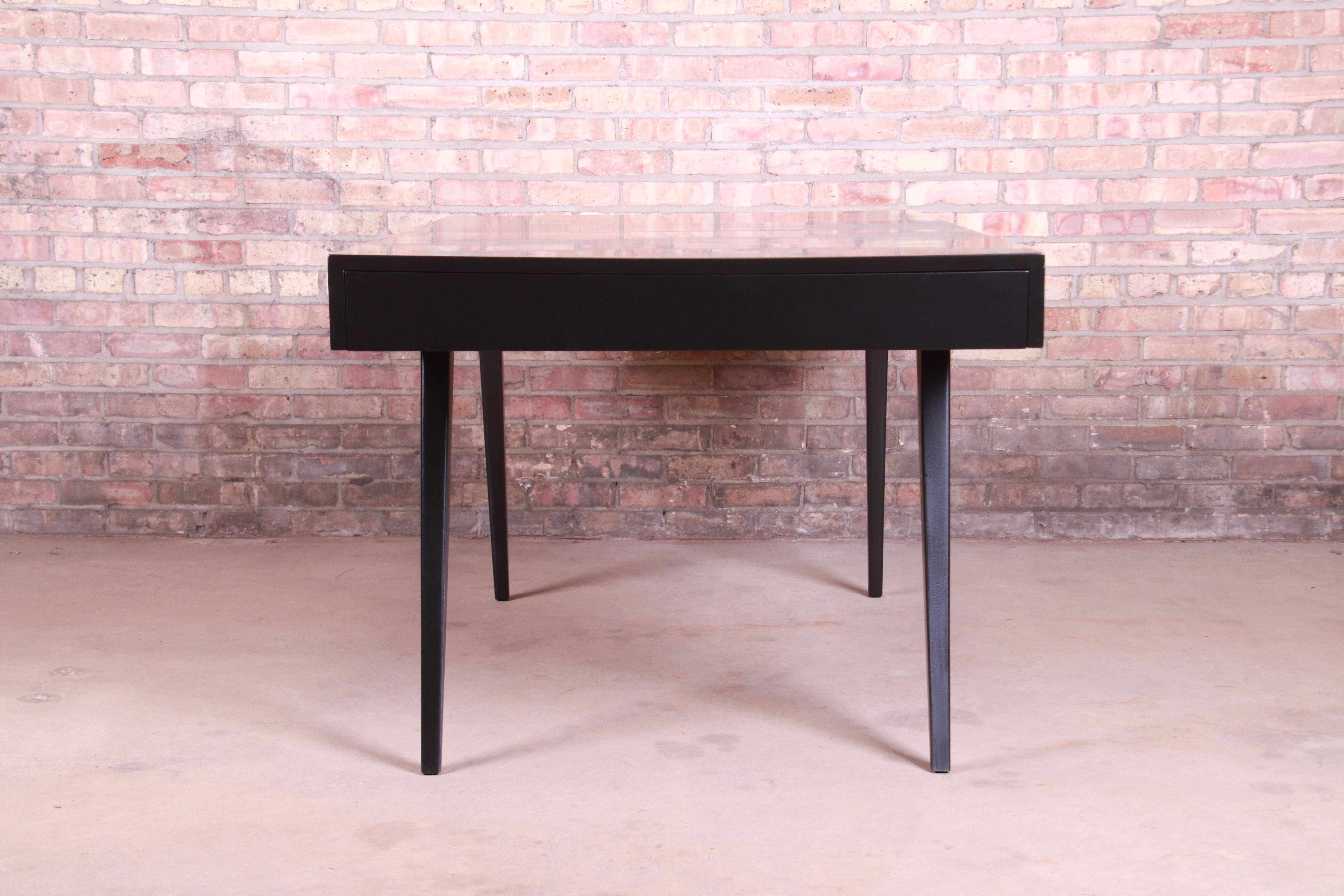 Vladimir Kagan for Grosfeld House Black Lacquered Dining Table, Newly Refinished 11