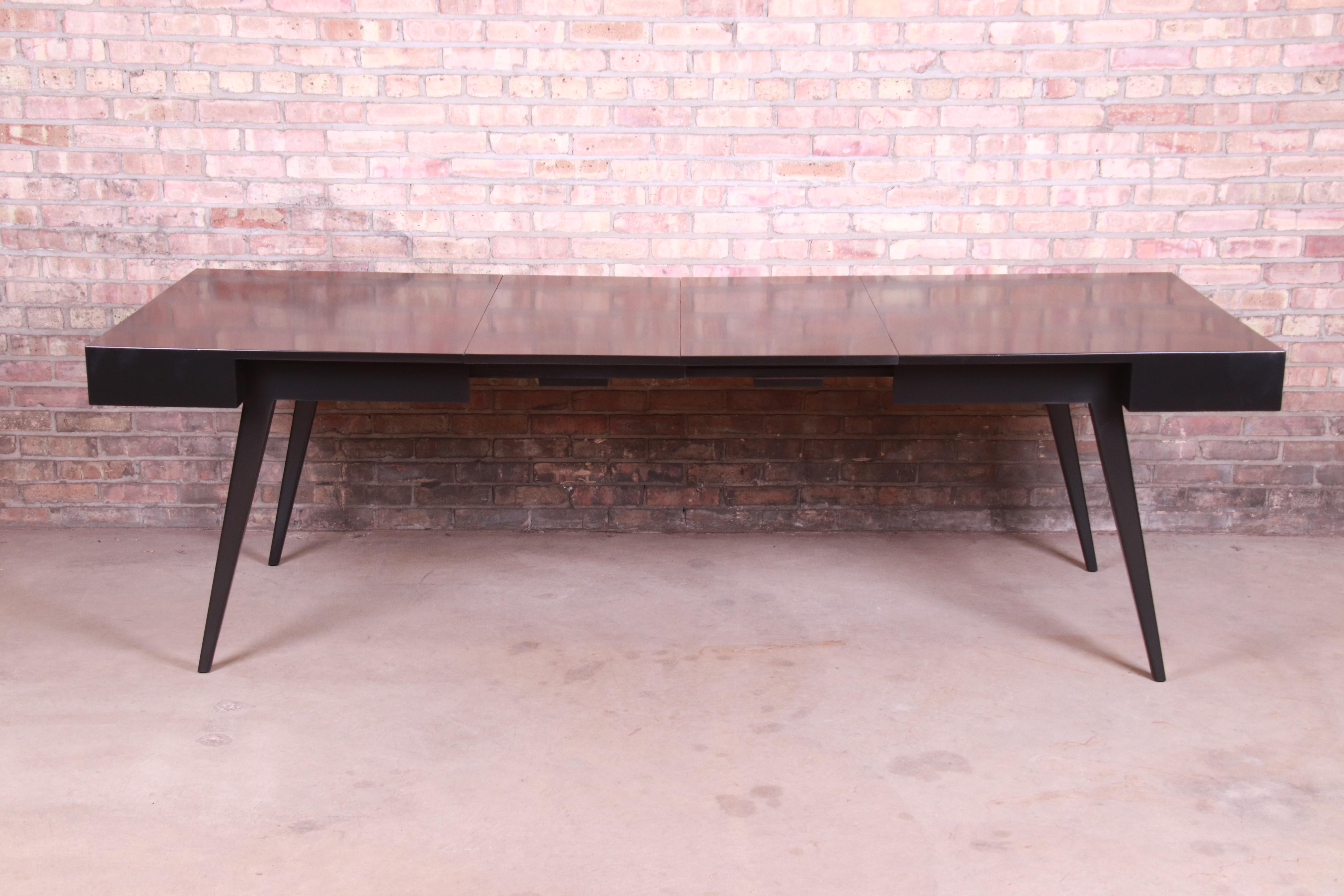 Mid-Century Modern Vladimir Kagan for Grosfeld House Black Lacquered Dining Table, Newly Refinished