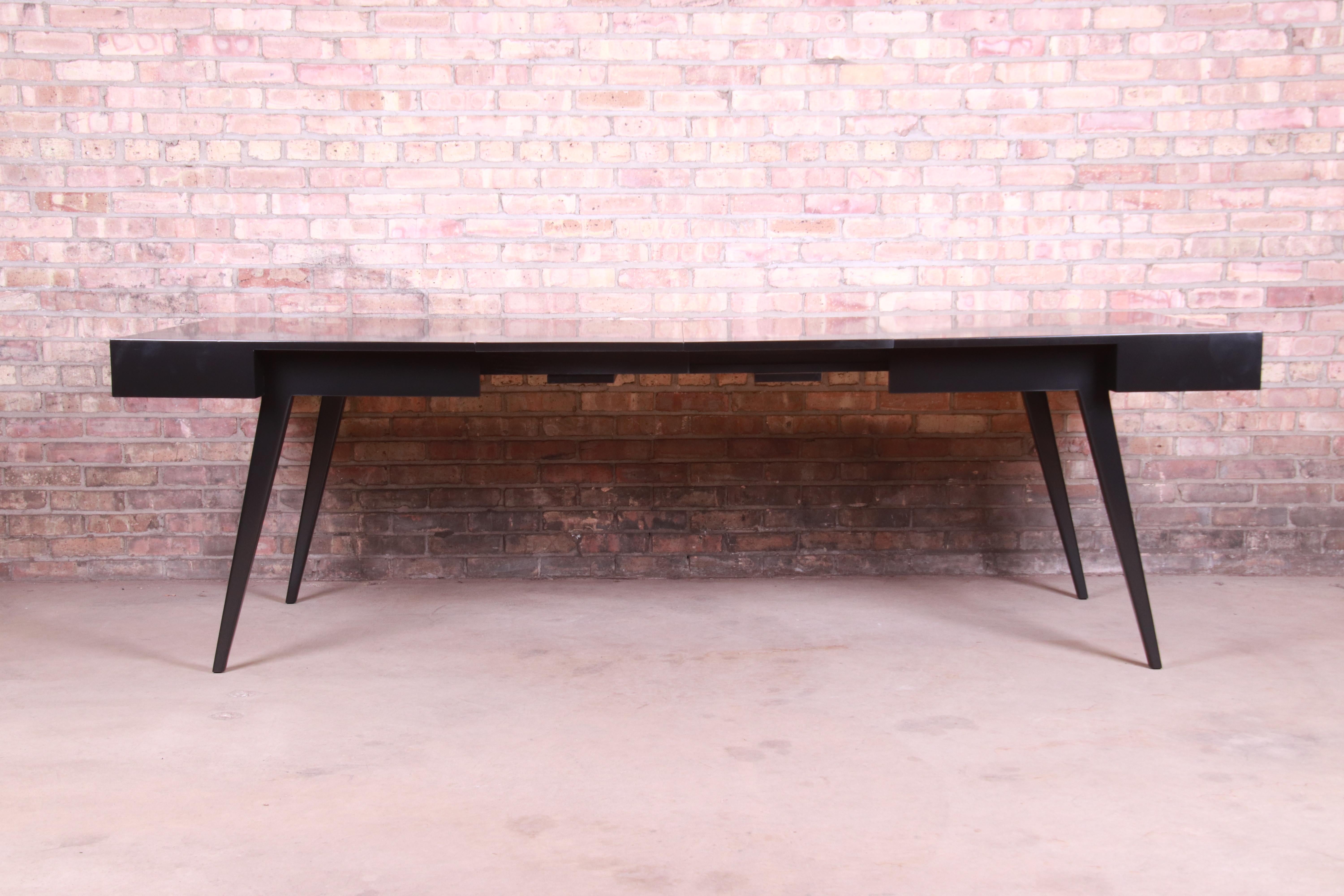 American Vladimir Kagan for Grosfeld House Black Lacquered Dining Table, Newly Refinished