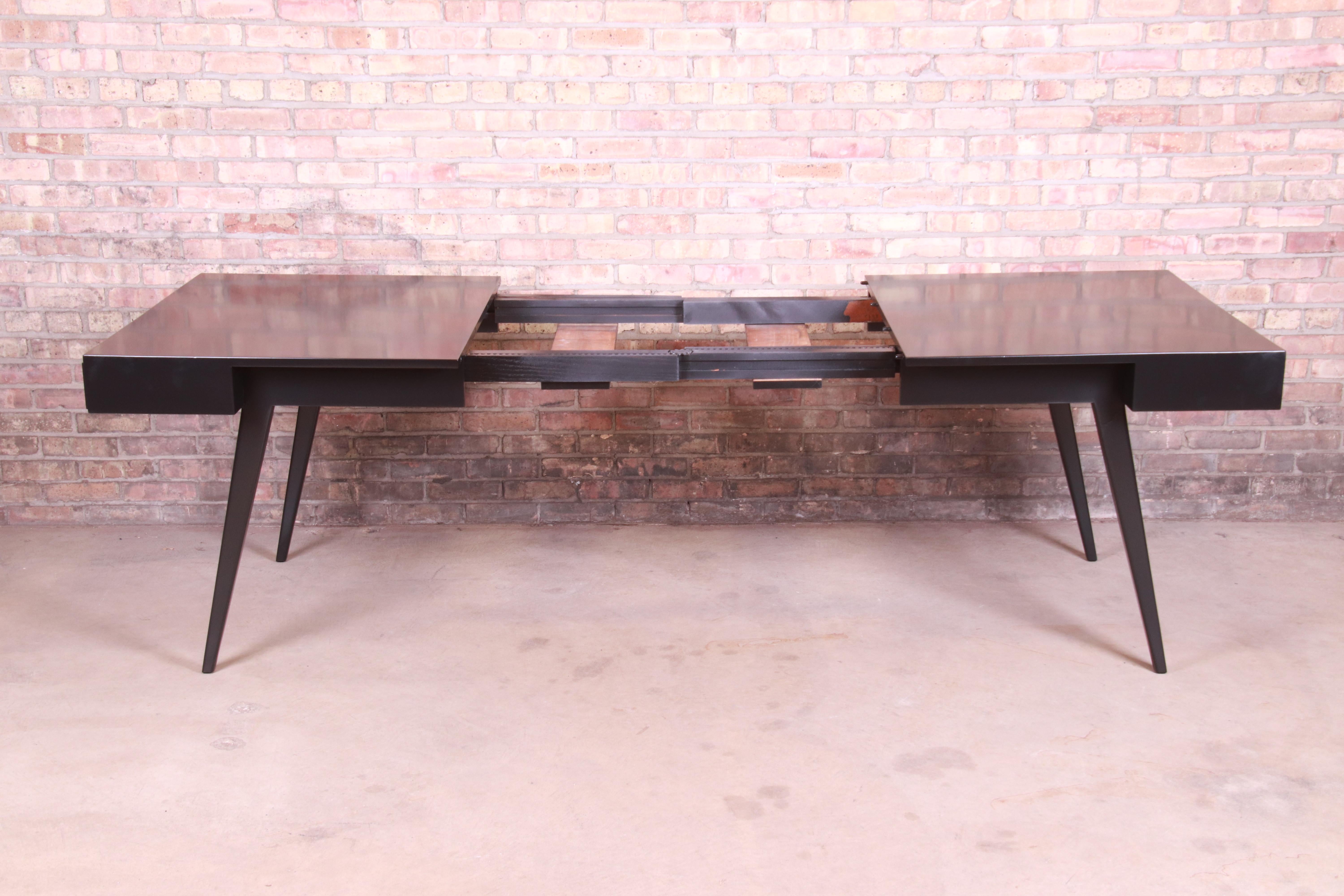 Walnut Vladimir Kagan for Grosfeld House Black Lacquered Dining Table, Newly Refinished