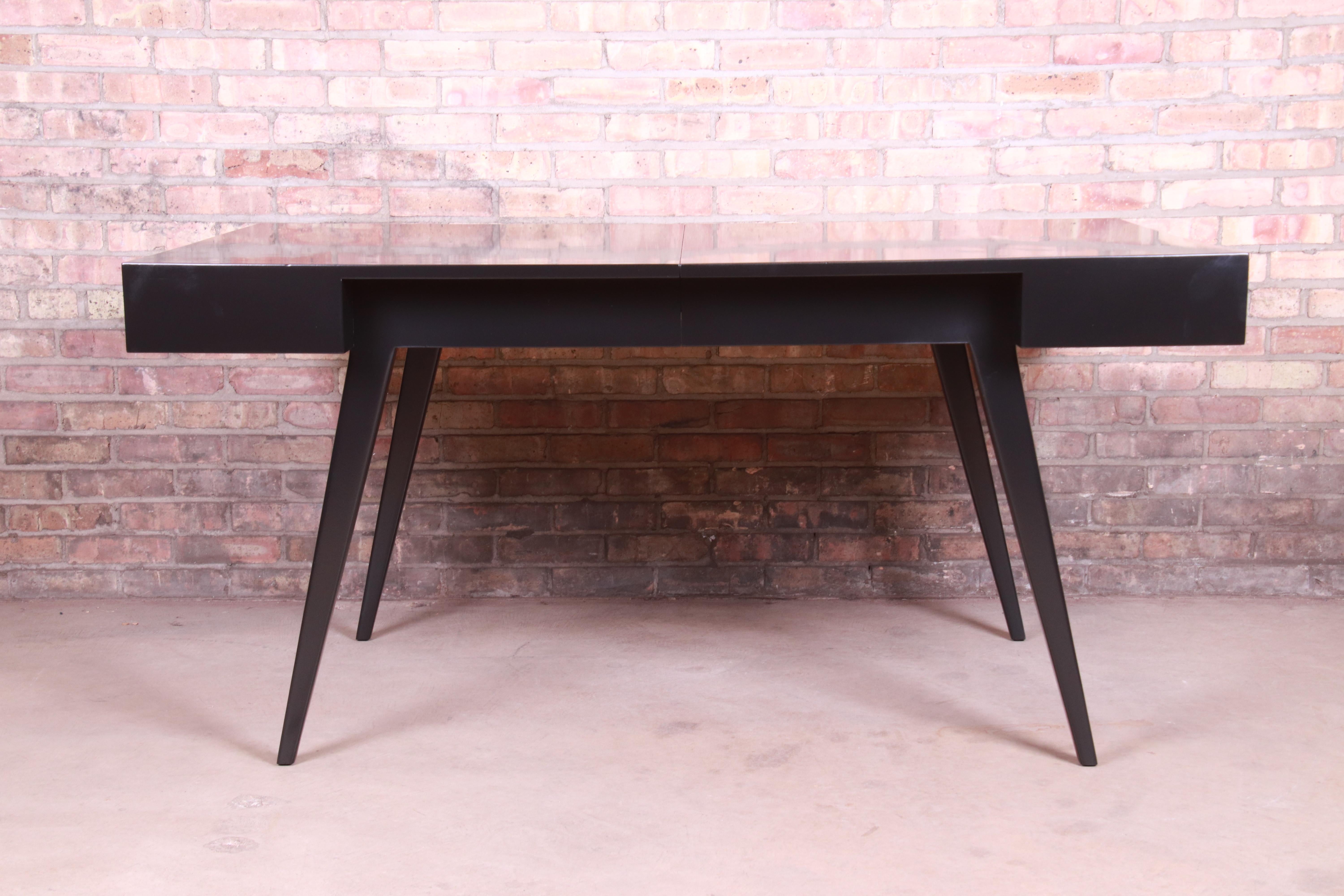 Vladimir Kagan for Grosfeld House Black Lacquered Dining Table, Newly Refinished 2