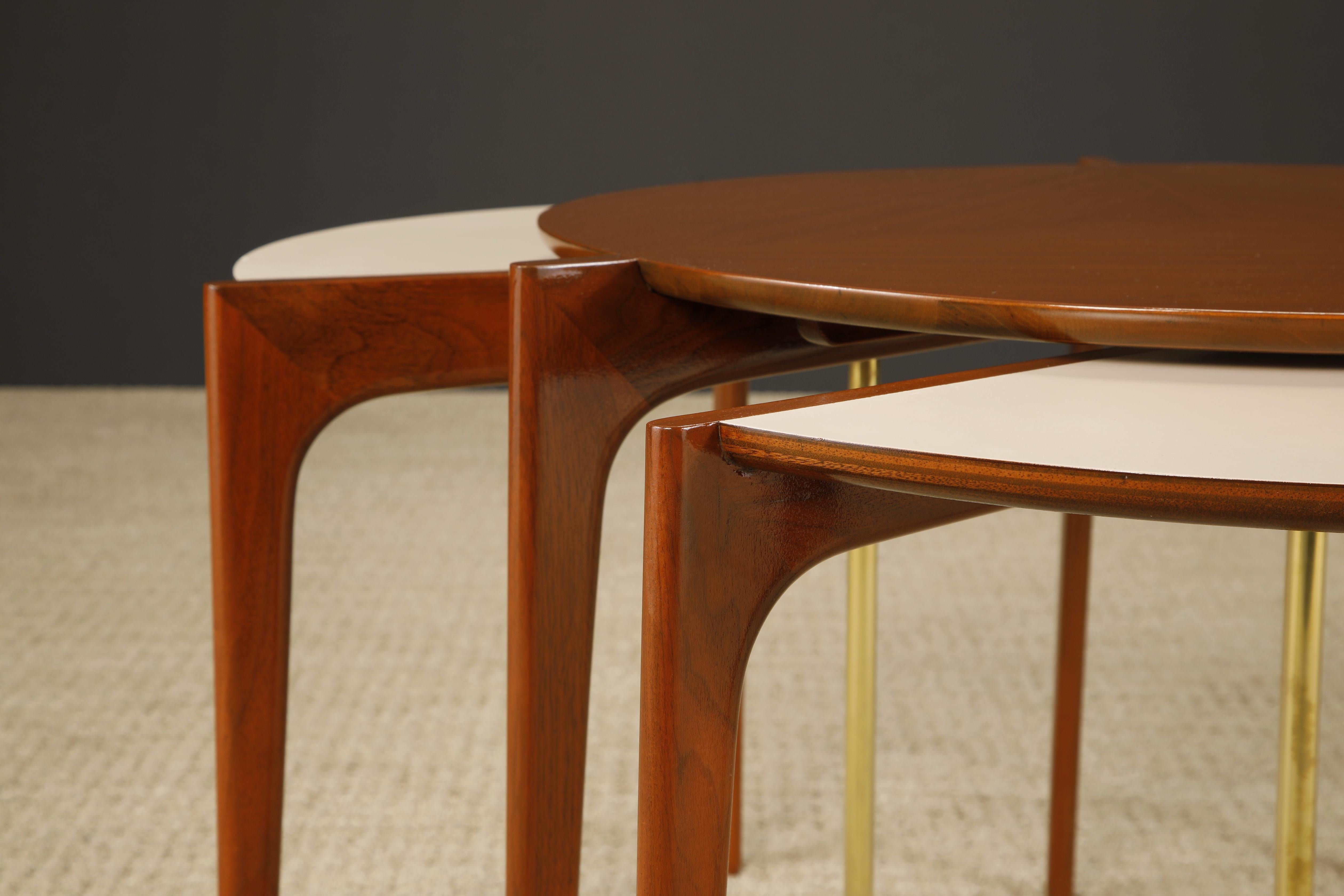 Vladimir Kagan for Grosfeld House Set of Nesting Tables, Very Rare 1950s, Signed For Sale 7