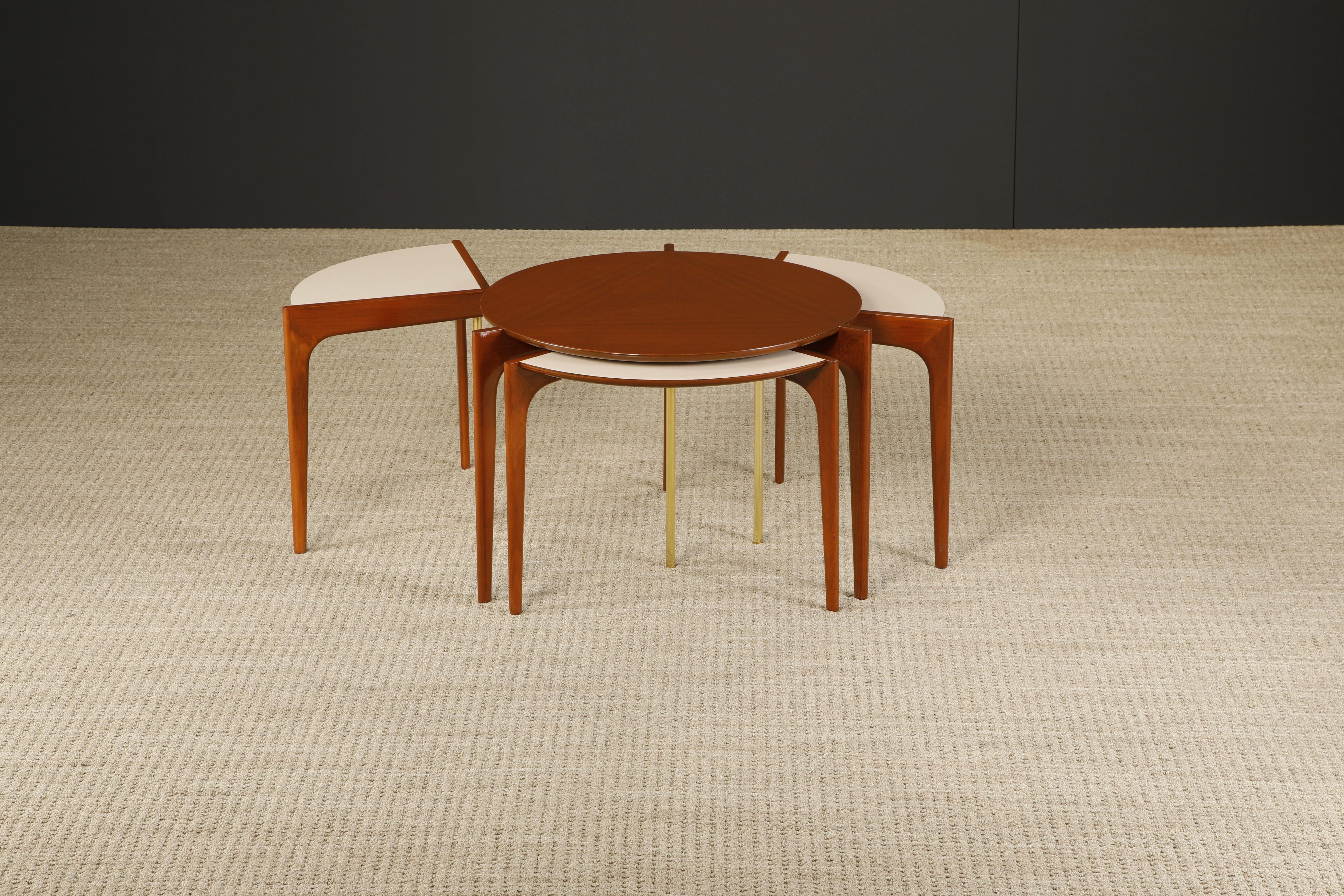 Vladimir Kagan for Grosfeld House Set of Nesting Tables, Very Rare 1950s, Signed For Sale 11