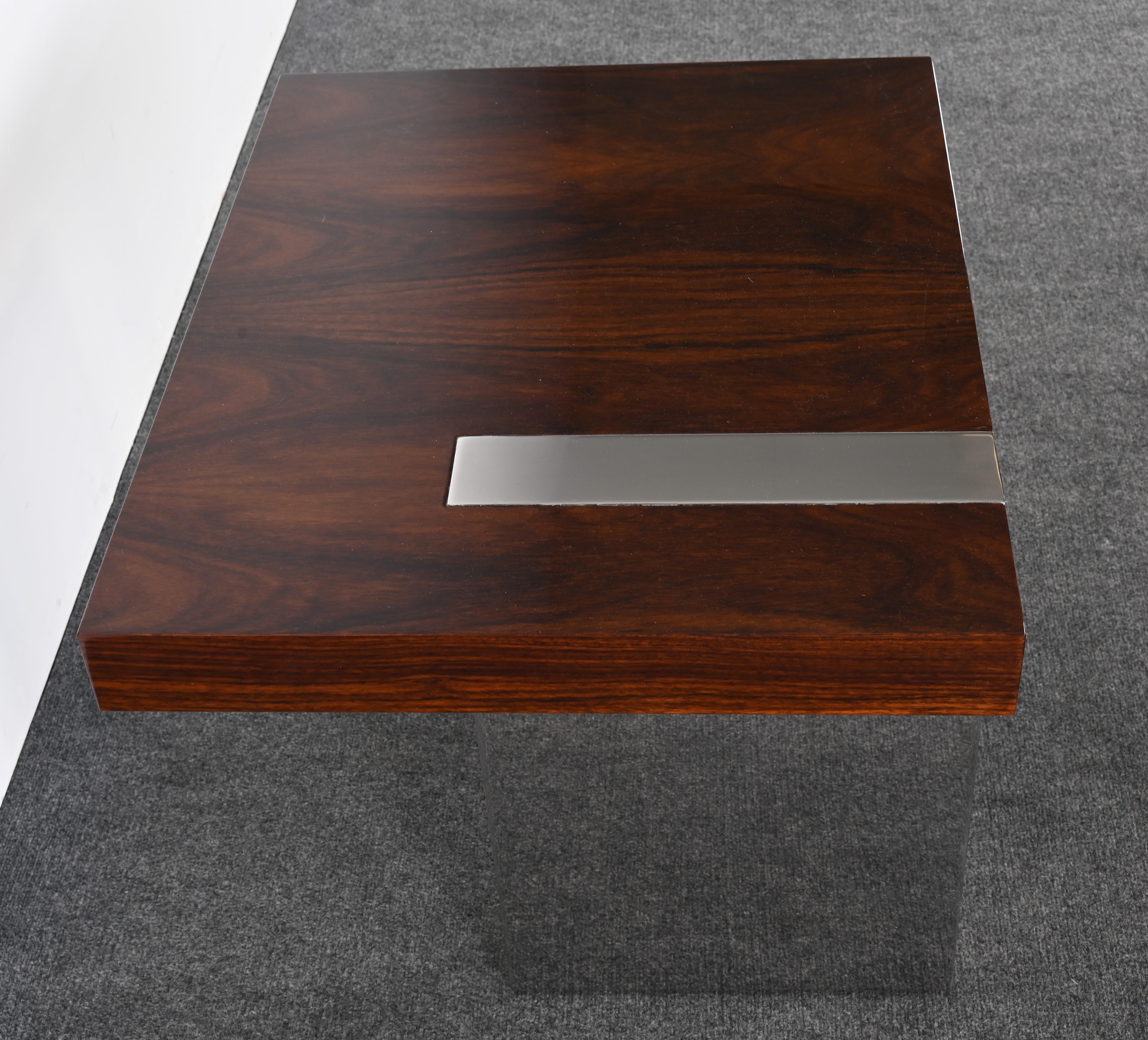 Vladimir Kagan for Gucci Lucite, Stainless Steel and Rosewood End Table, 1990s 3