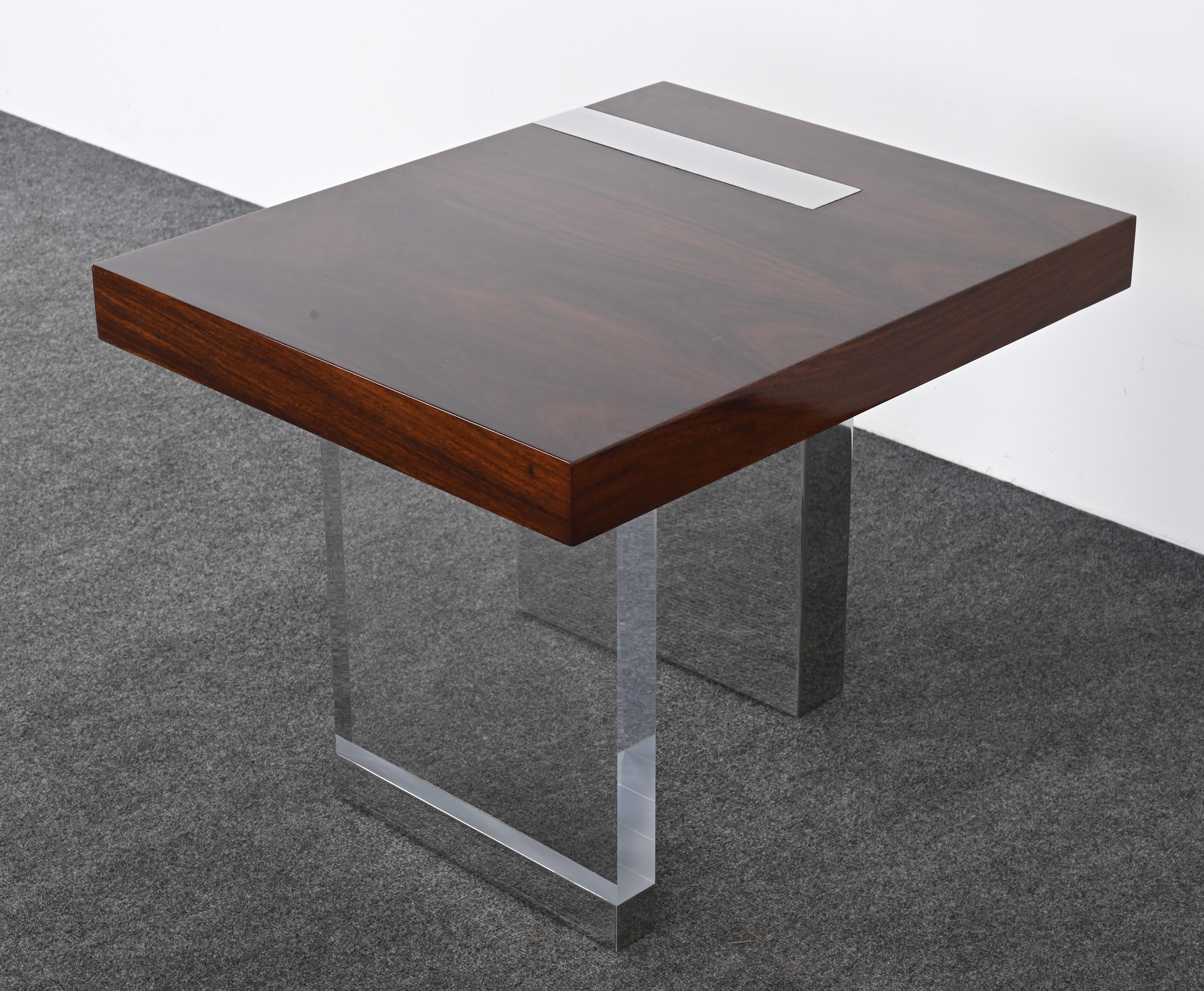 Vladimir Kagan for Gucci Lucite, Stainless Steel and Rosewood End Table, 1990s 8