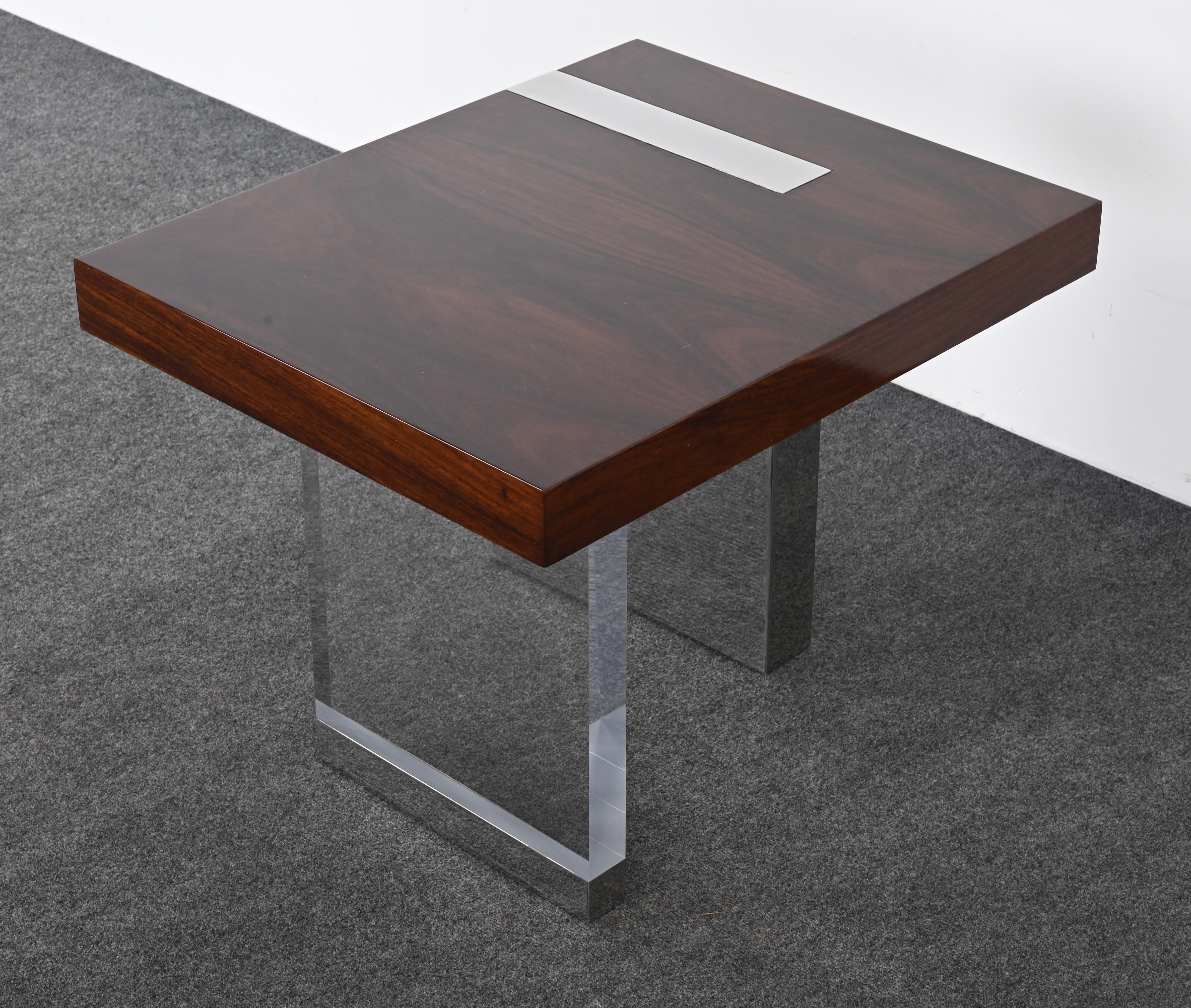 Vladimir Kagan for Gucci Lucite, Stainless Steel and Rosewood End Table, 1990s 9