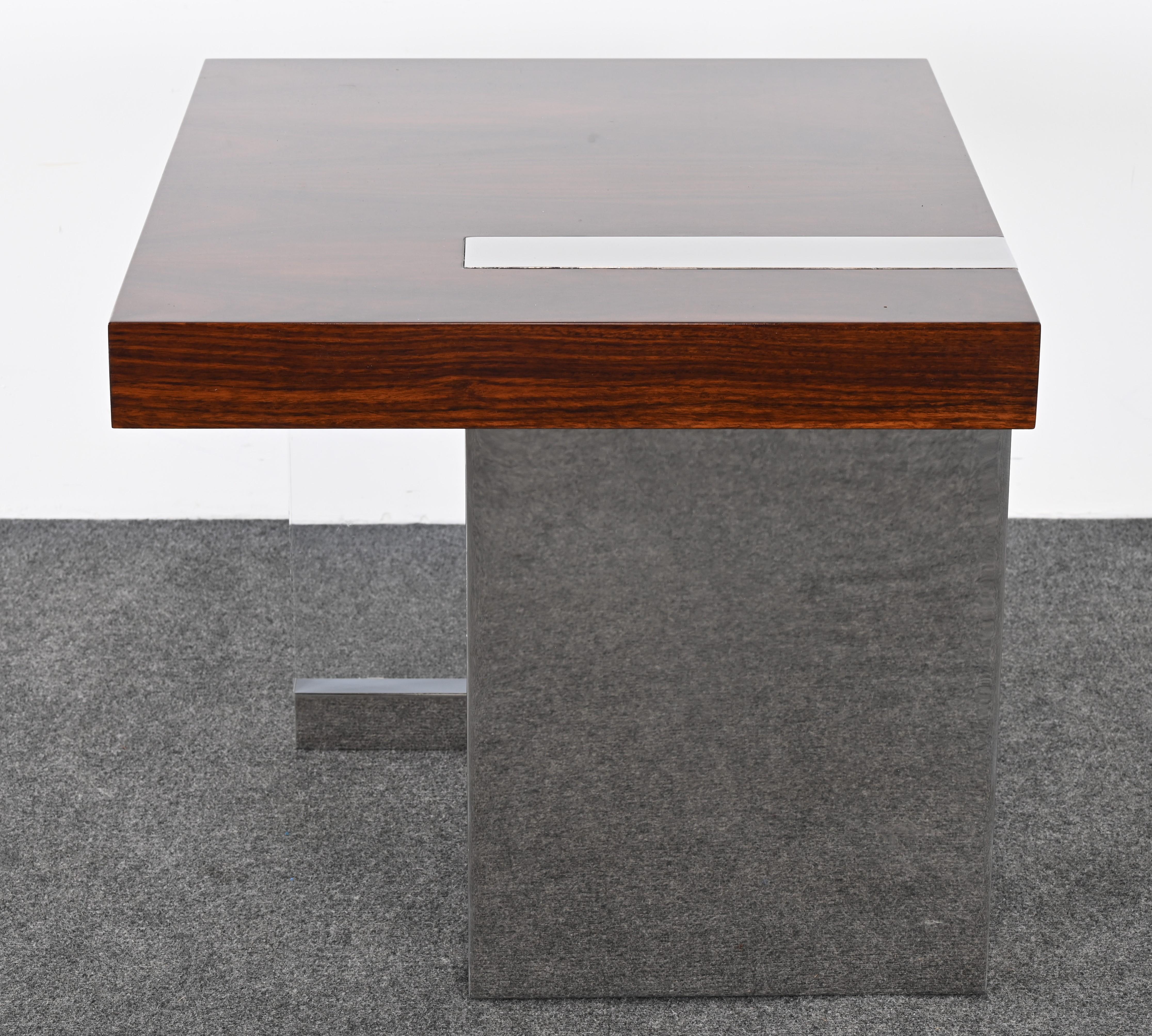 Vladimir Kagan for Gucci Lucite, Stainless Steel and Rosewood End Table, 1990s 11