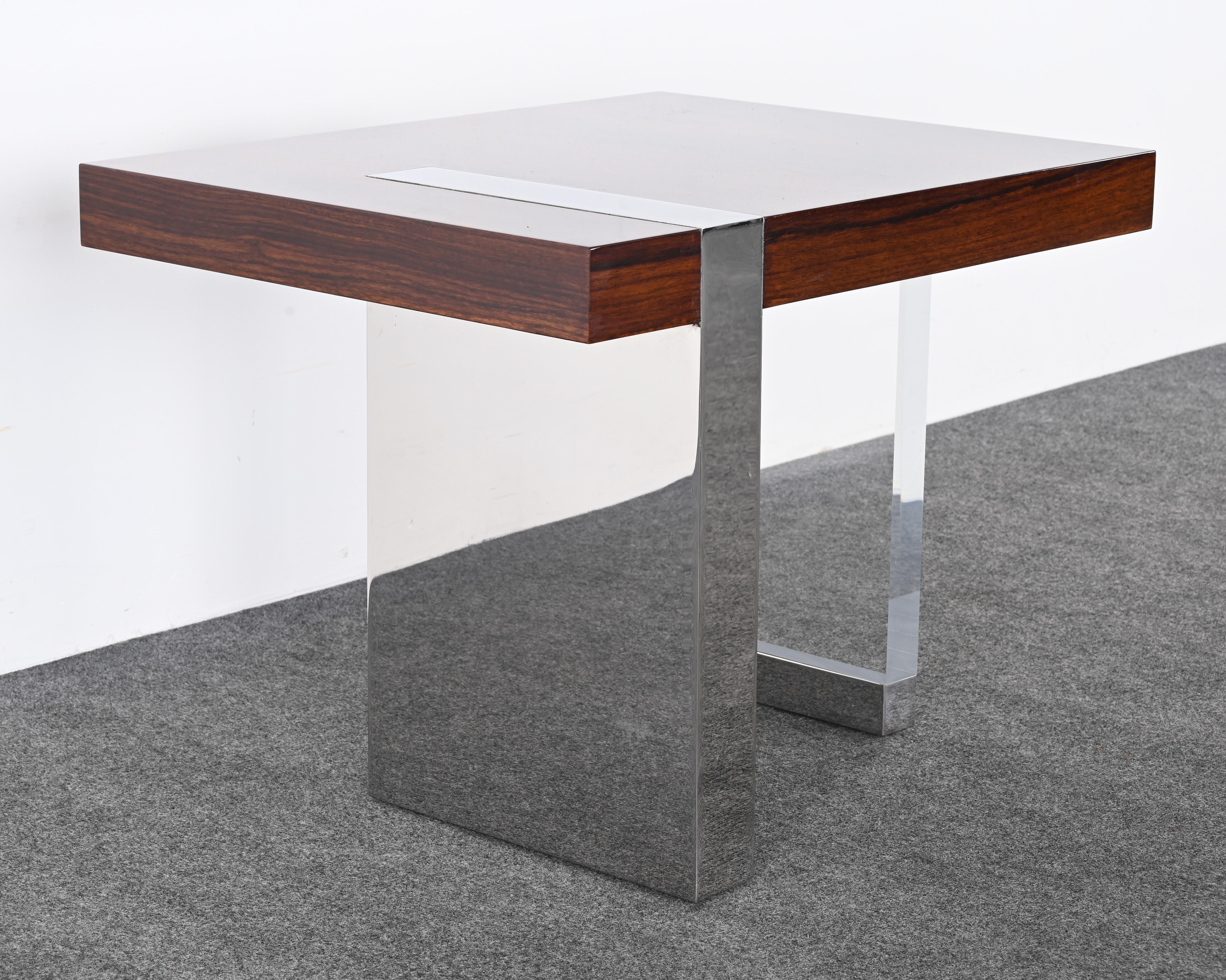 Vladimir Kagan for Gucci Lucite, Stainless Steel and Rosewood End Table, 1990s 1